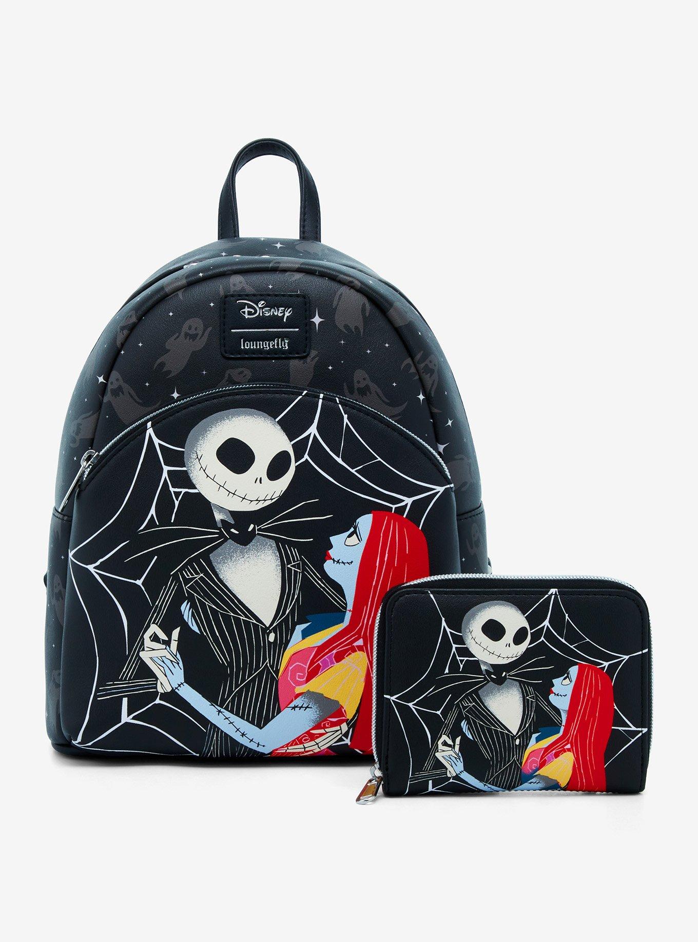 Loungefly The Nightmare Before Christmas Jack & Sally Spiderweb Mini Backpack Hot Topic Exclusive, , alternate