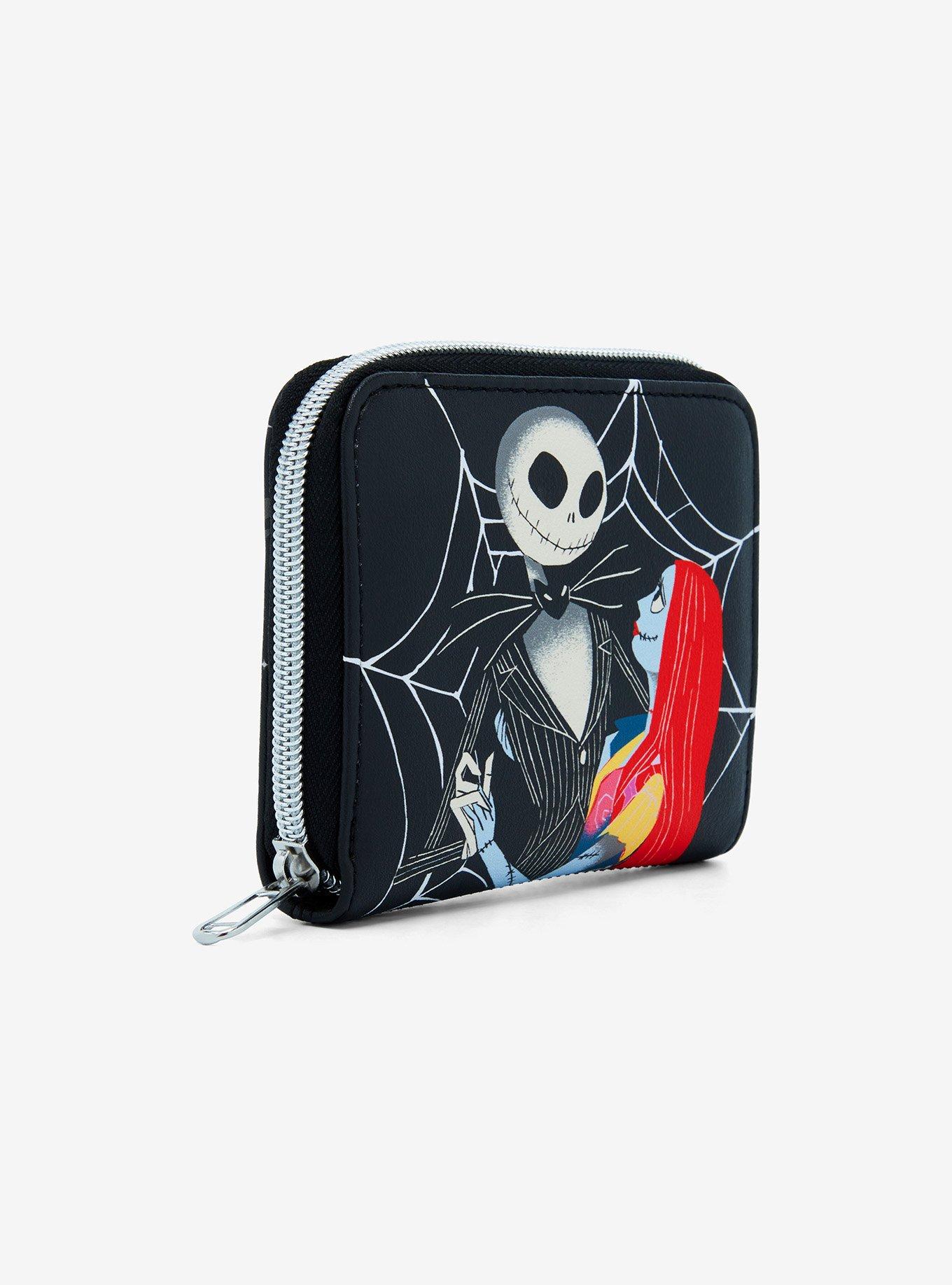 Loungefly The Nightmare Before Christmas Jack & Sally Spiderweb Mini Zipper Wallet Hot Topic Exclusive, , alternate