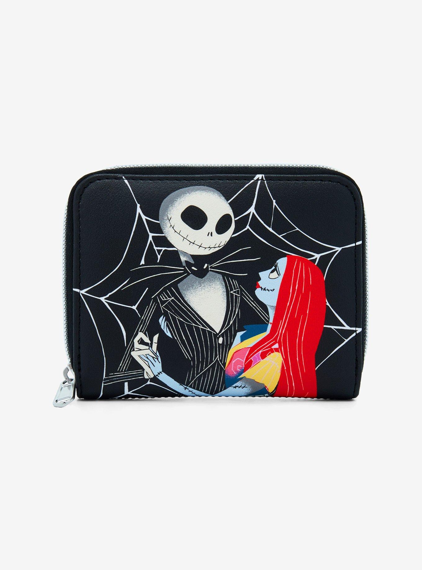 Shop Loungefly The Nightmare Before Christmas Jack & Sally Spiderweb Mini Zipper Wallet Hot Topic Exclusive