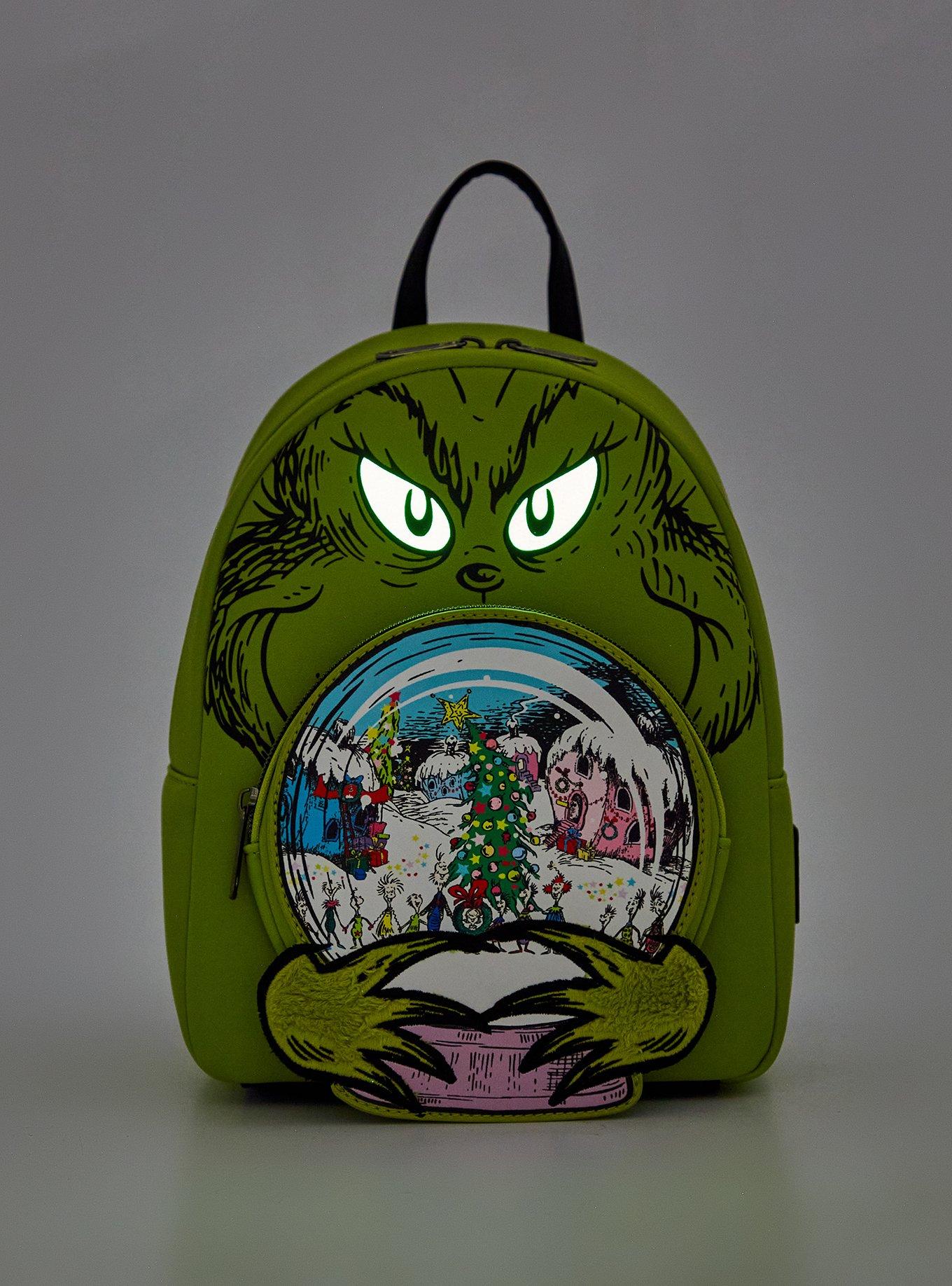 Loungefly How The Grinch Stole Christmas Snow Globe Glow In The Dark Mini Backpack Hot Topic Exclusive, , alternate