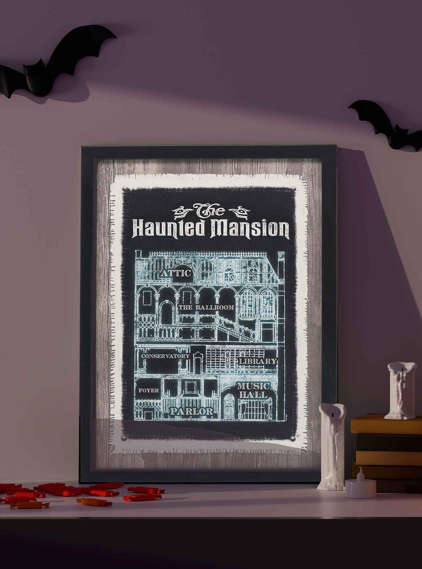 Disney Haunted Mansion Blueprint Framed Wood Wall Decor, , alternate