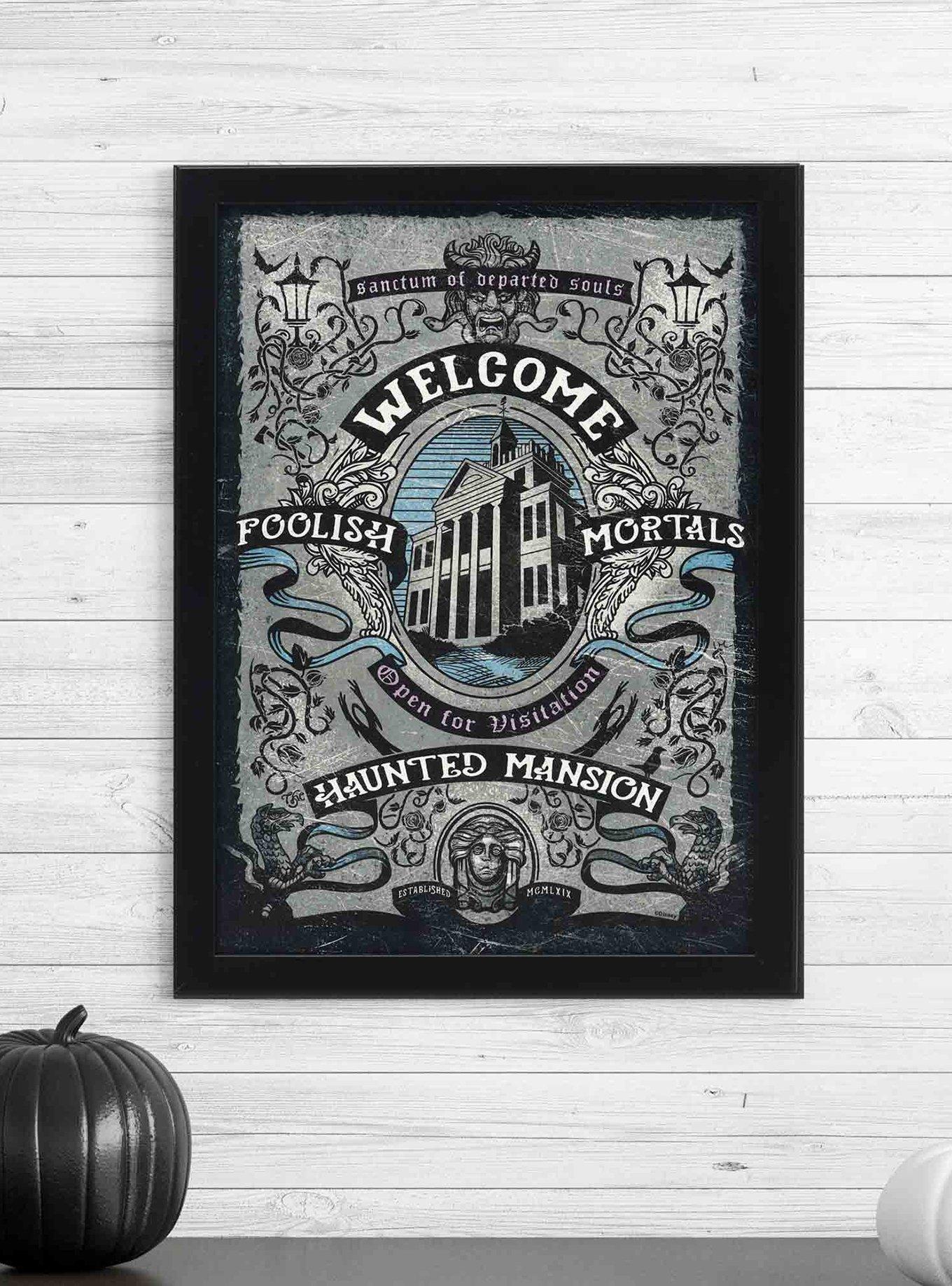 Disney Haunted Mansion Welcome Foolish Mortals Framed Wood Wall Decor, , hi-res