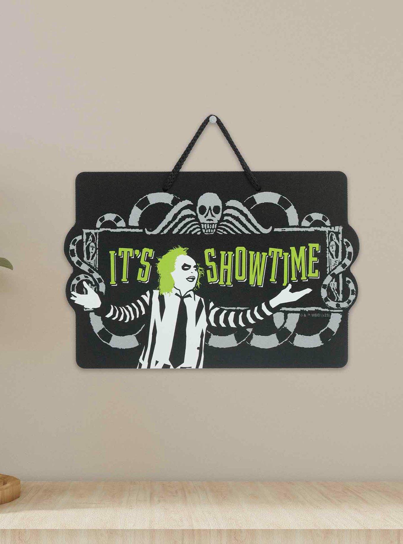 Beetlejuice It's Showtime Hanging Metal Sign