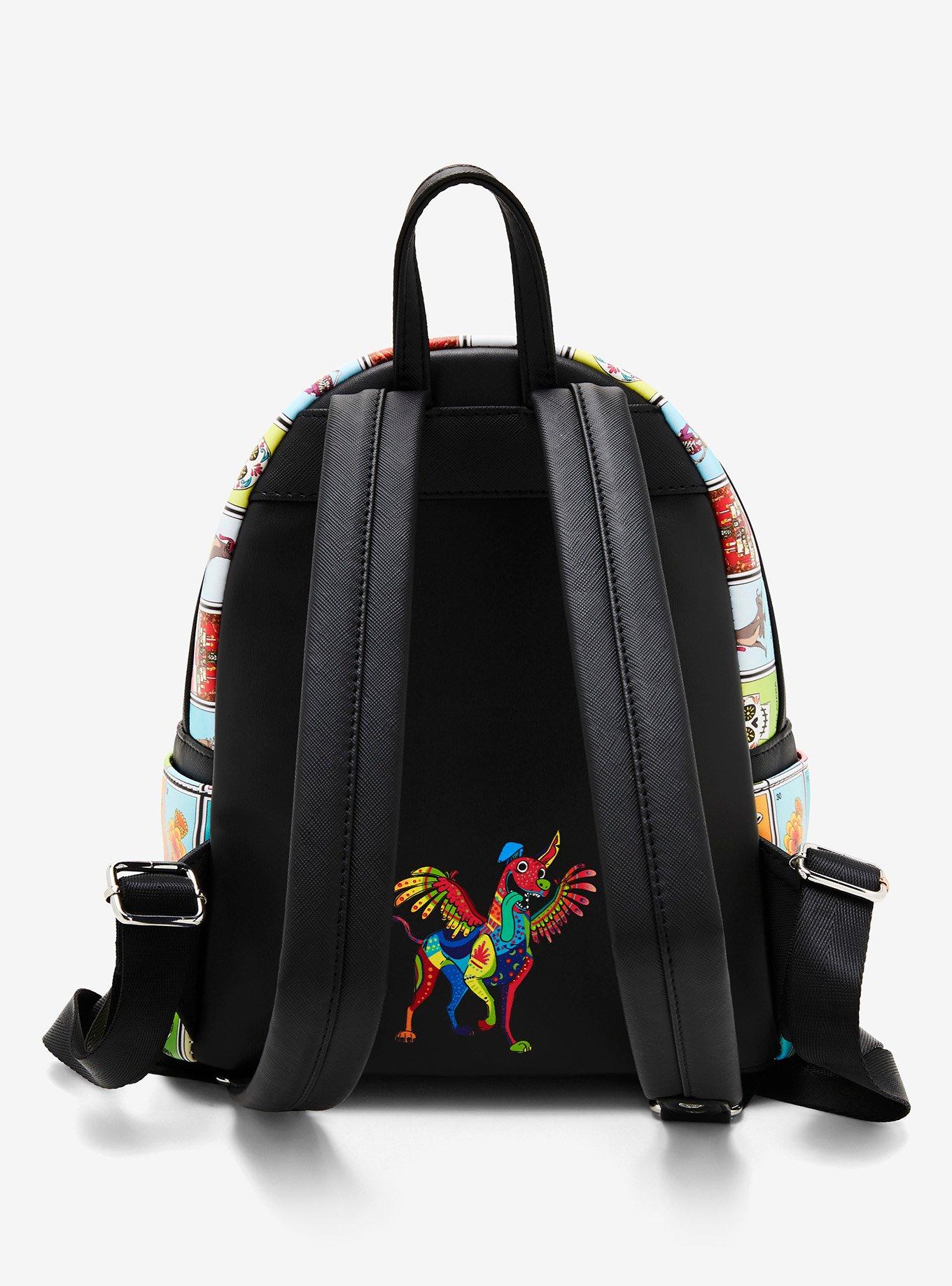 Loungefly Disney Pixar Coco Character Lotería Cards Allover Print Mini Backpack - BoxLunch Exclusive, , alternate