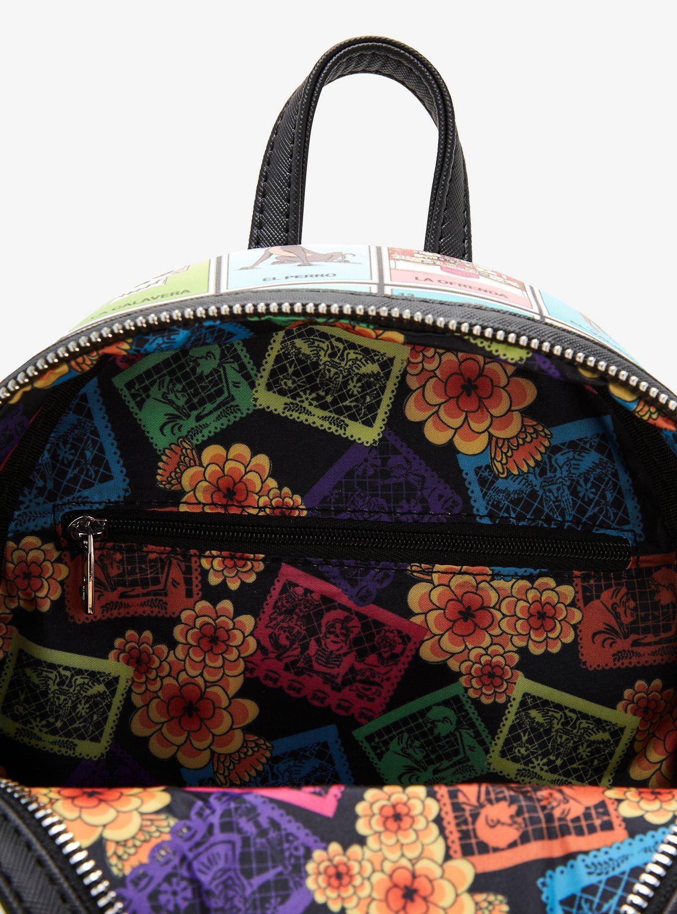 Loungefly Disney Pixar Coco Character Lotería Cards Allover Print Mini Backpack - BoxLunch Exclusive, , alternate