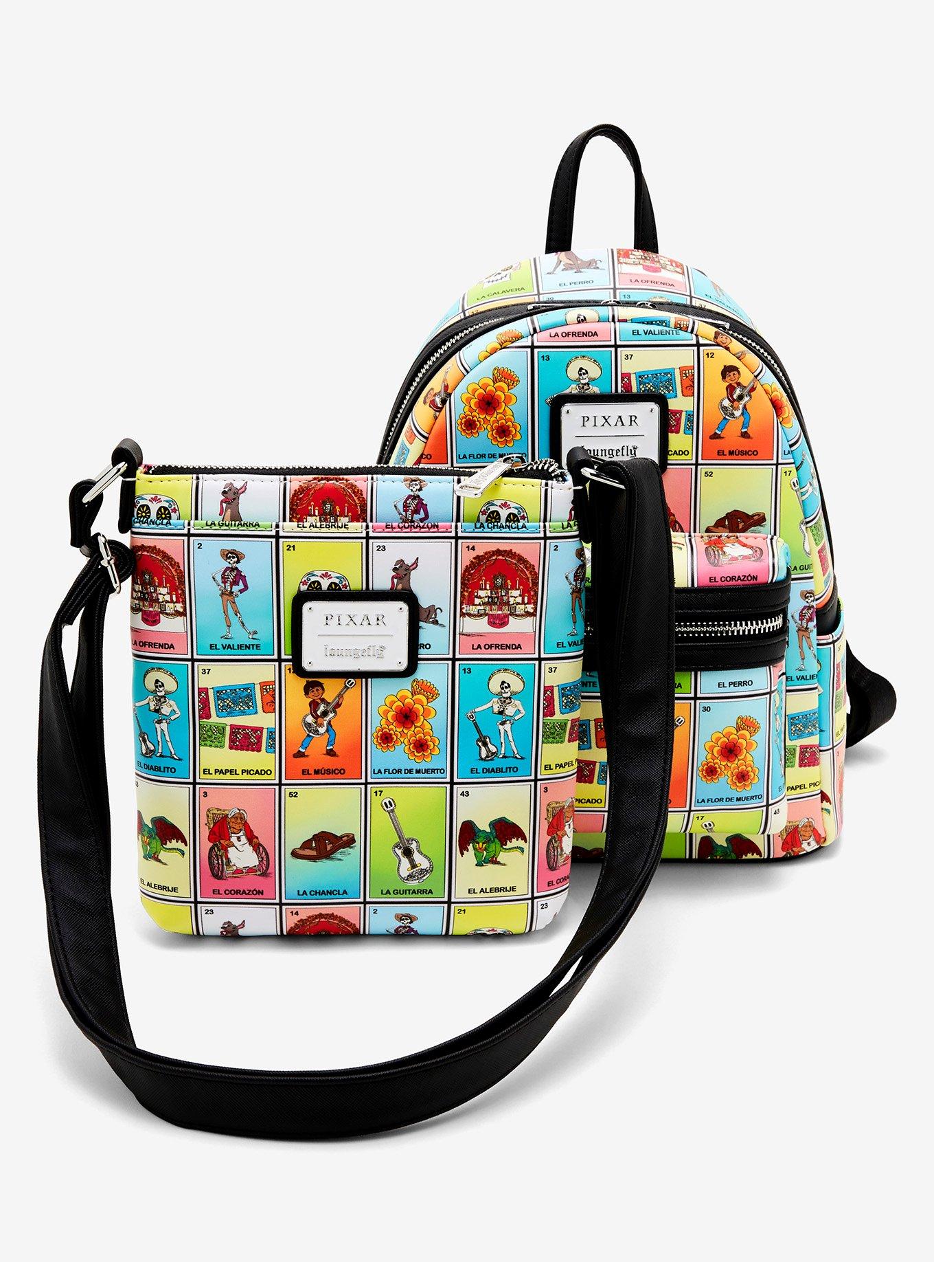 Loungefly Disney Pixar Coco Character Lotería Cards Allover Print Mini Backpack - BoxLunch Exclusive, , alternate