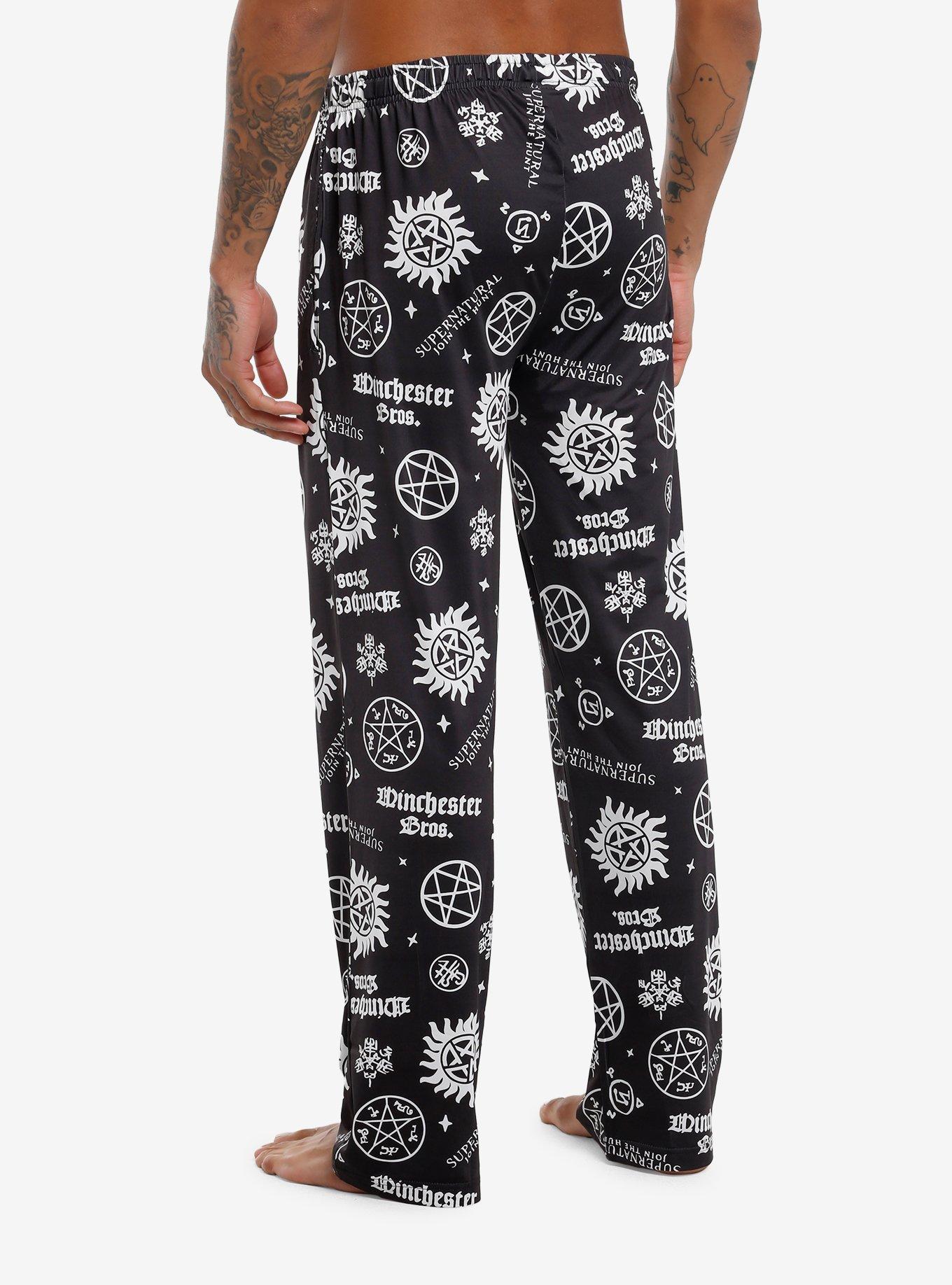 Supernatural Icons Pajama Pants, BLACK, alternate