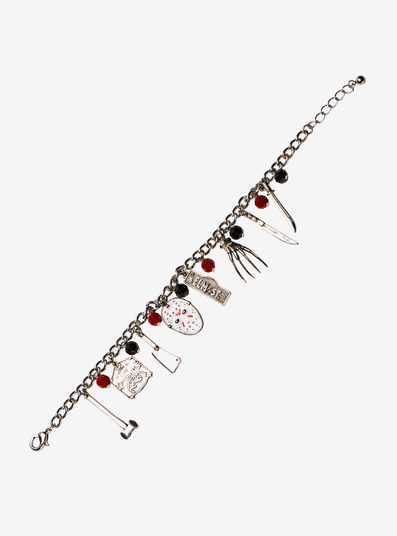 Freddy vs. Jason Enamel Charm Silver Finish Chain Bracelet