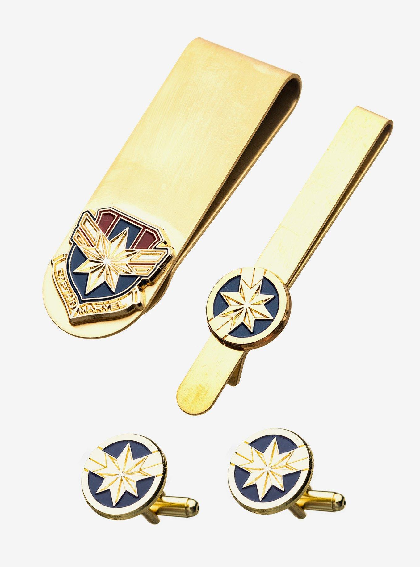 Marvel Captain Marvel Cufflinks Tie Bar and Money Clip Set, , hi-res