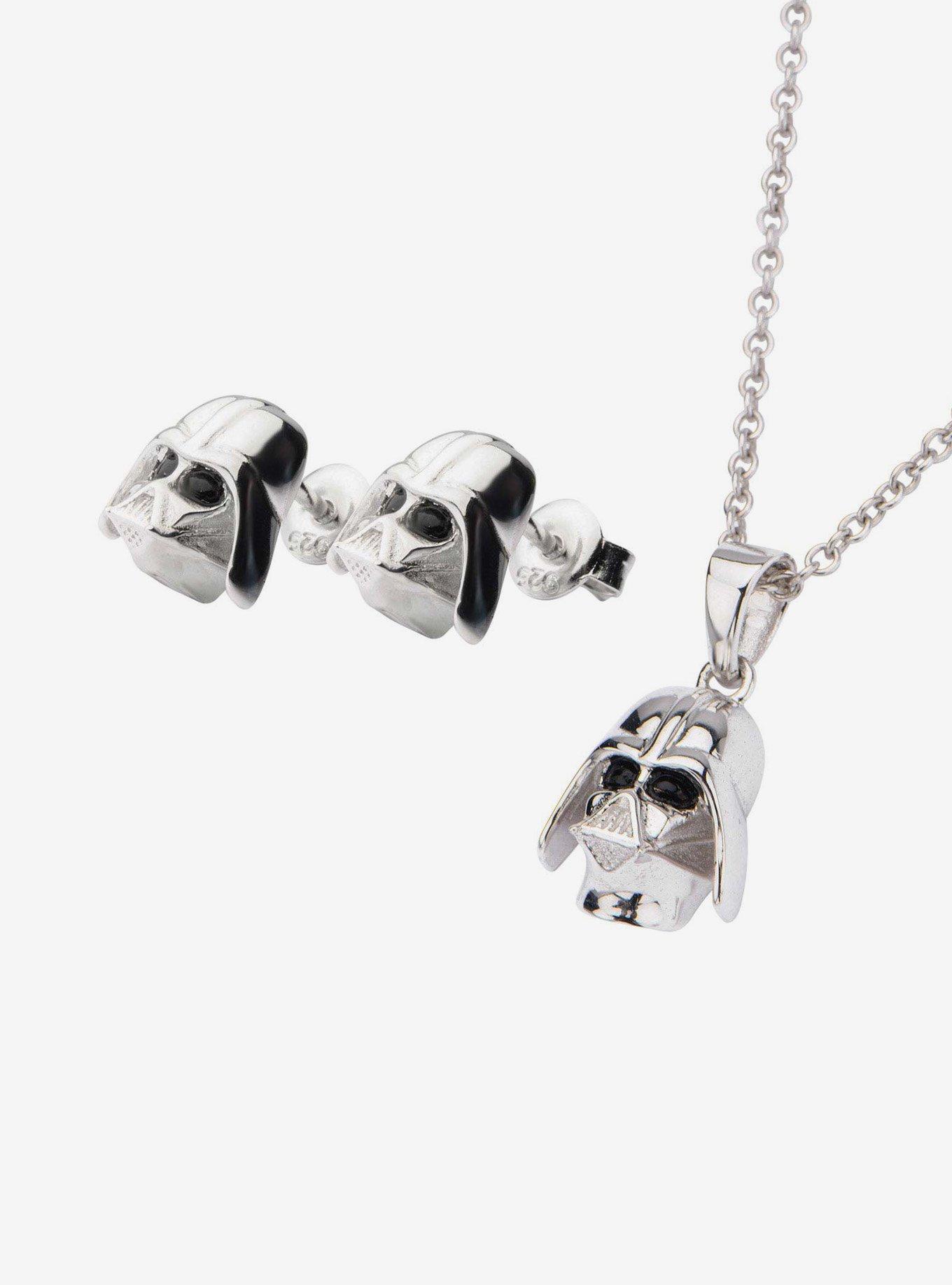 Star Wars 3D Darth Vader Stud Earrings and Pendant Necklace Set, , alternate