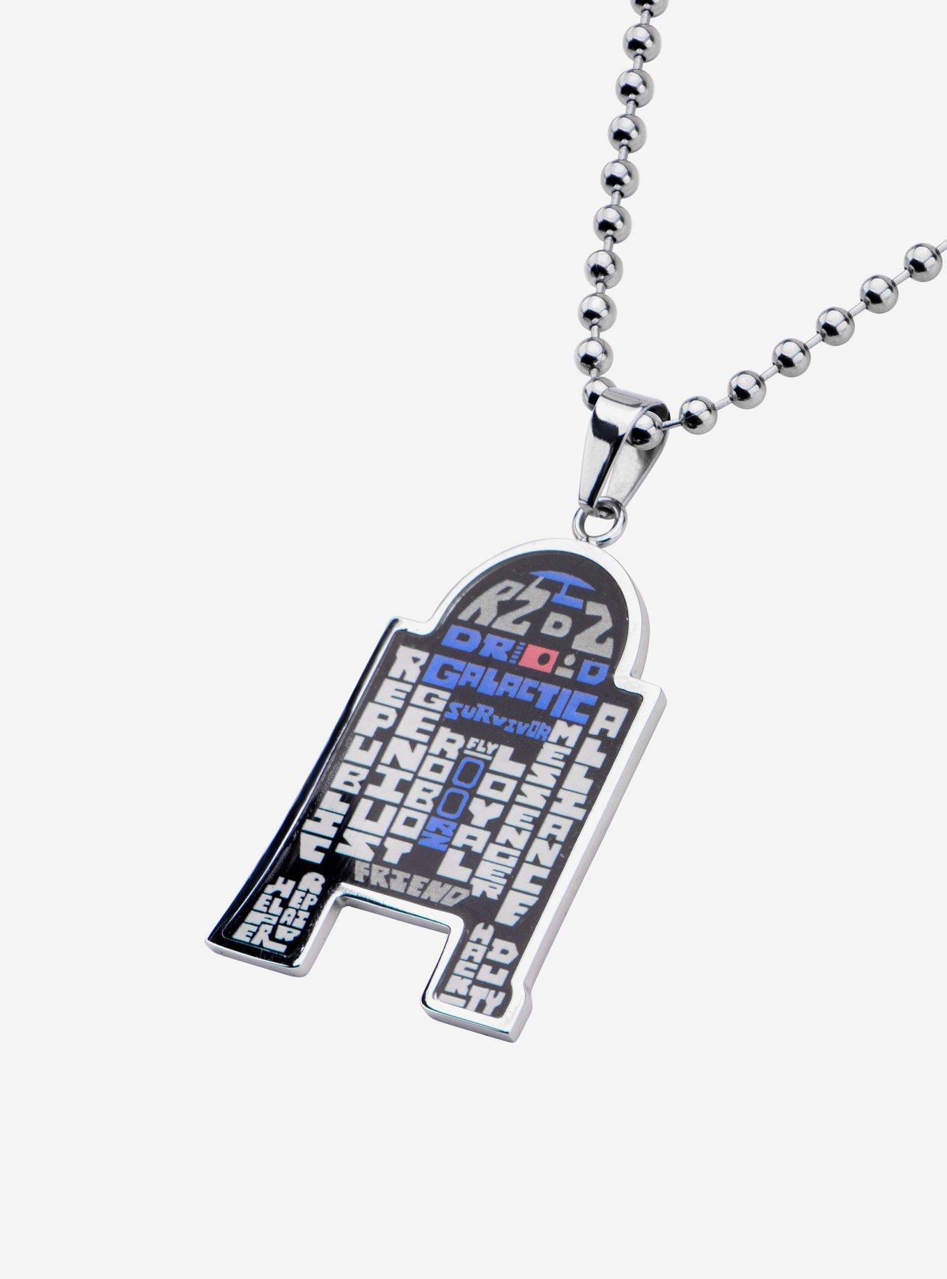 Star Wars R2-D2 Enamel Typography Art Pendant Necklace