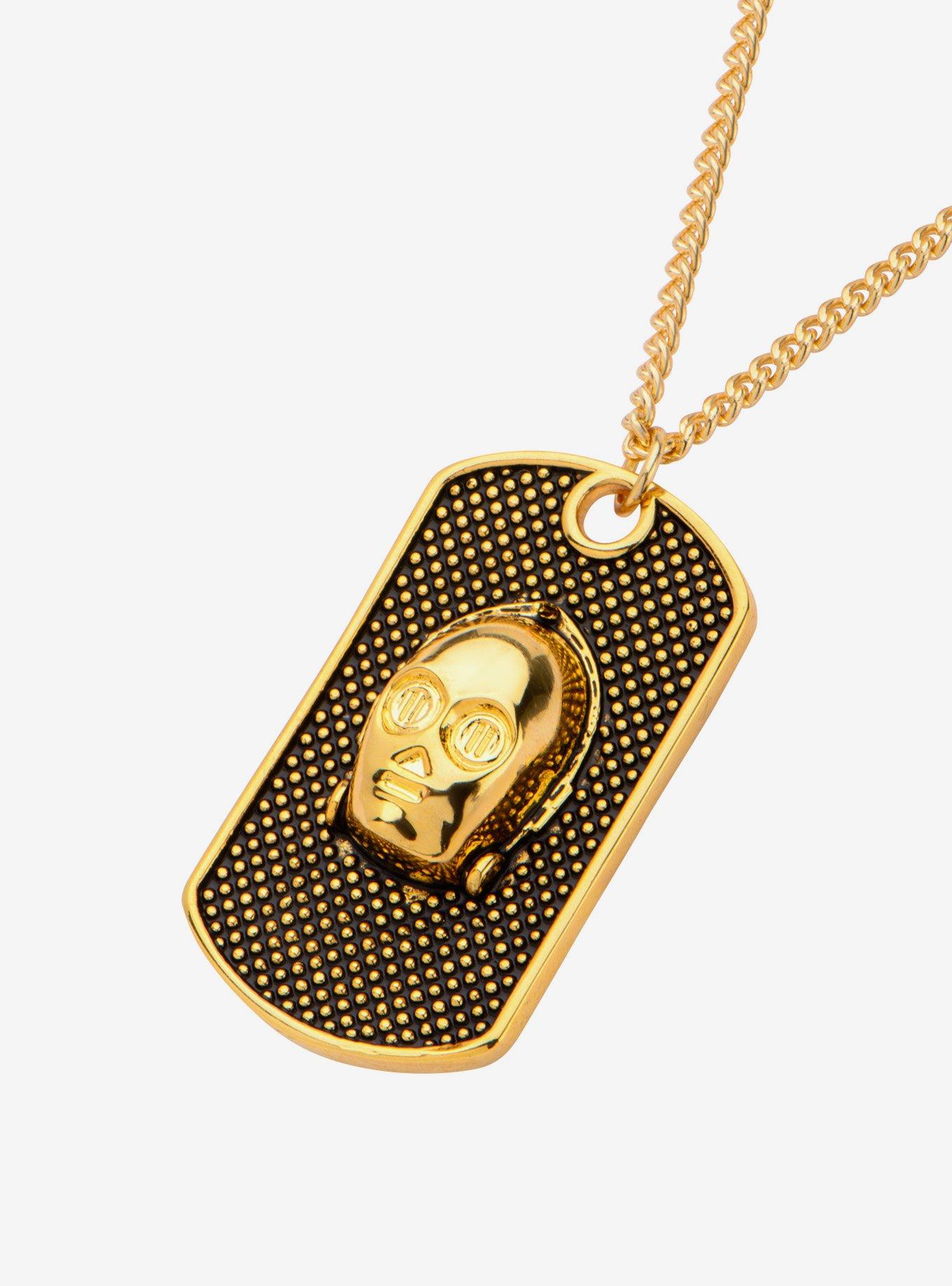 Star Wars 3D C-3PO Face Dog Tag Pendant Necklace