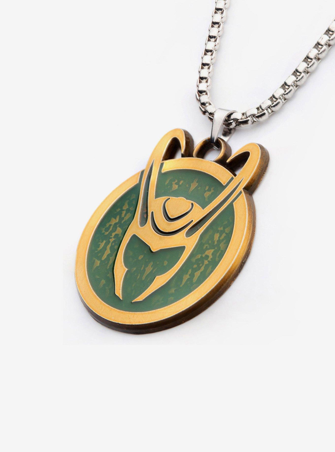 Marvel LOKI Helmet Medallion Symbol Necklace, , alternate