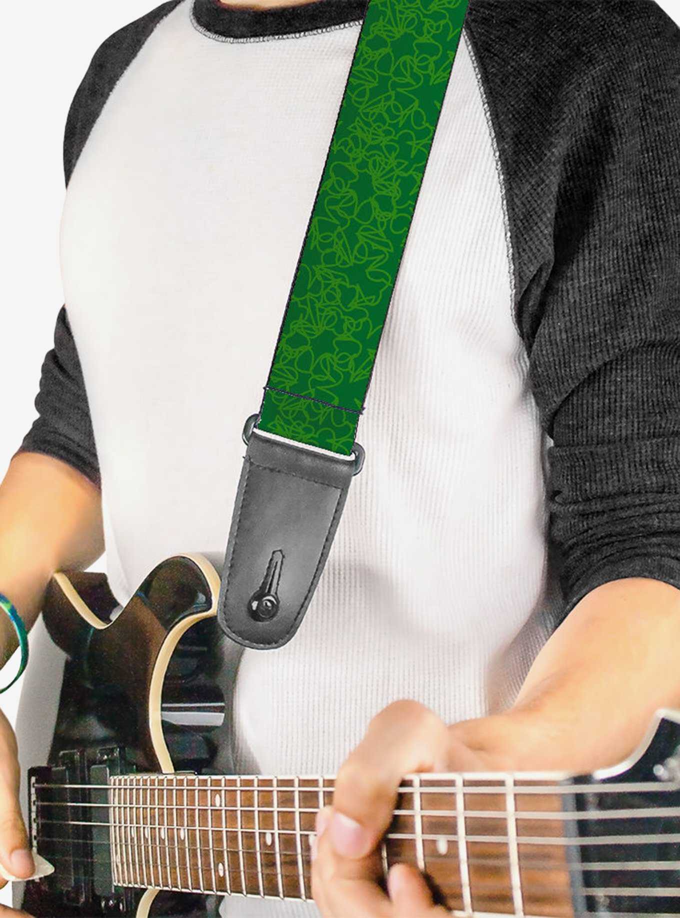 St. Patrick's Day Stacked Shamrocks Green Guitar Strap, , hi-res