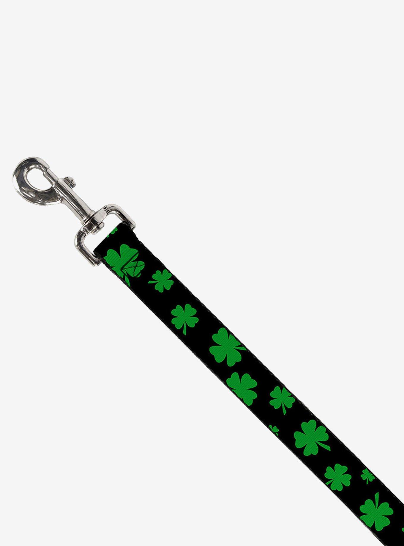 St. Patrick's Day Clovers Scattered Black Green Dog Leash, , hi-res