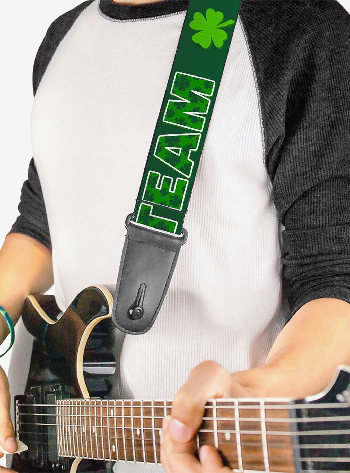 St. Patrick's Day Drinking Team Shamrocks Black Guitar Strap, , hi-res