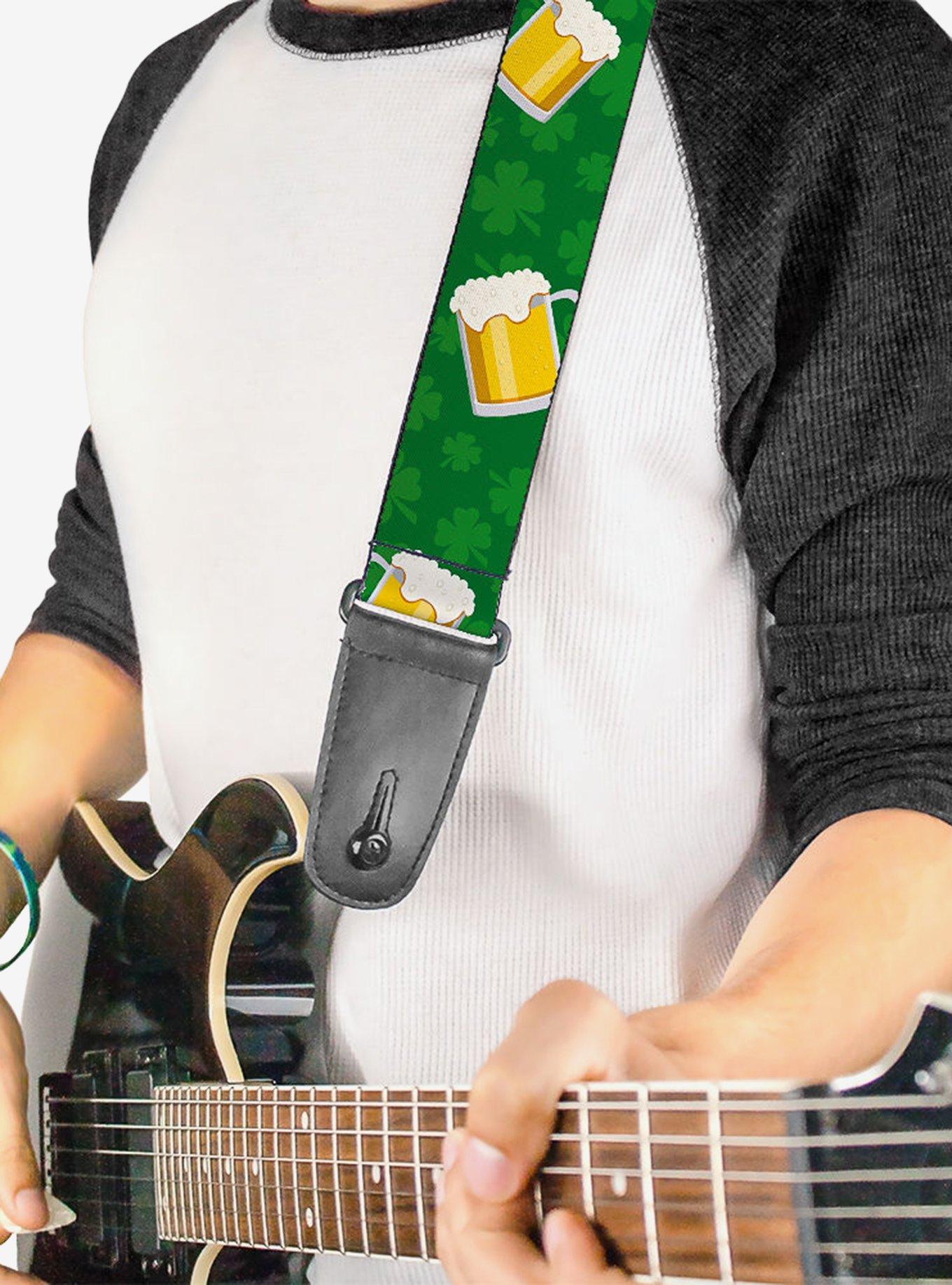 St. Patrick's Day Clovers Beer Mugs Green Guitar Strap, , hi-res