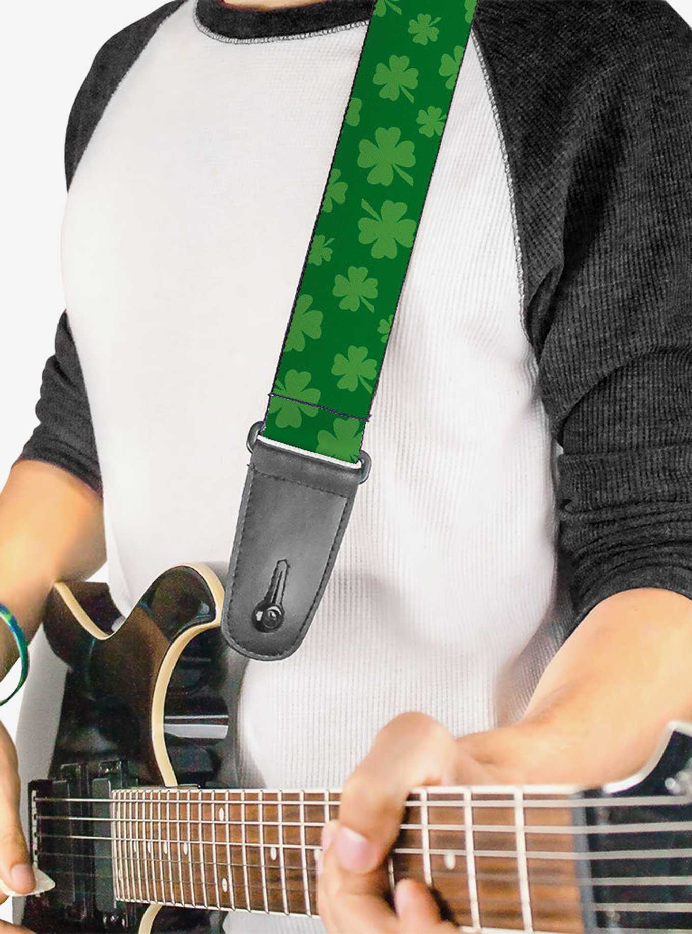 St. Patrick's Day Clovers Scattered Green Guitar Strap, , hi-res