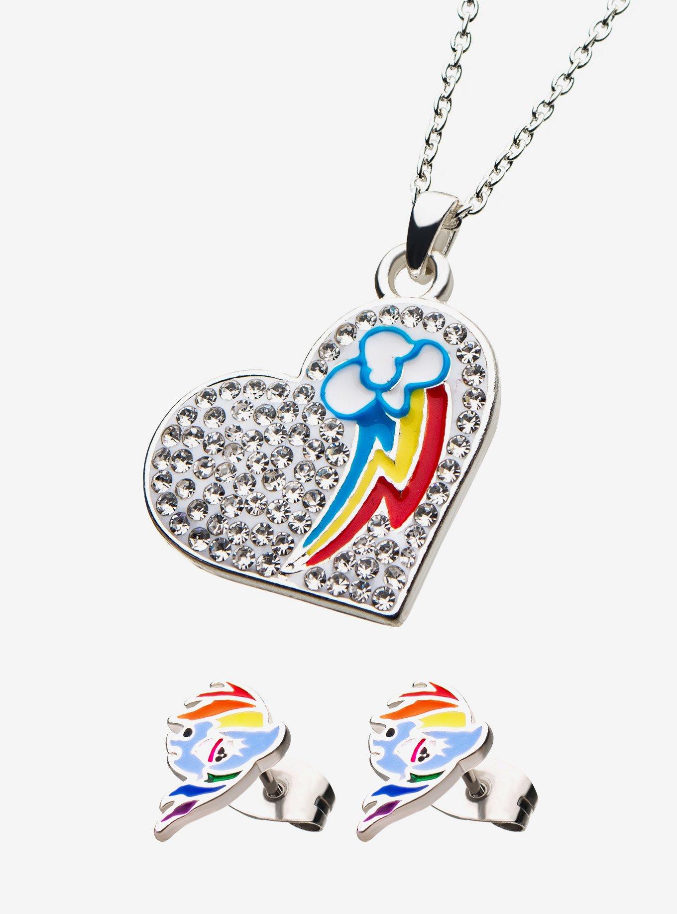 My Little Rainbow Dash Heart Necklace and Stud