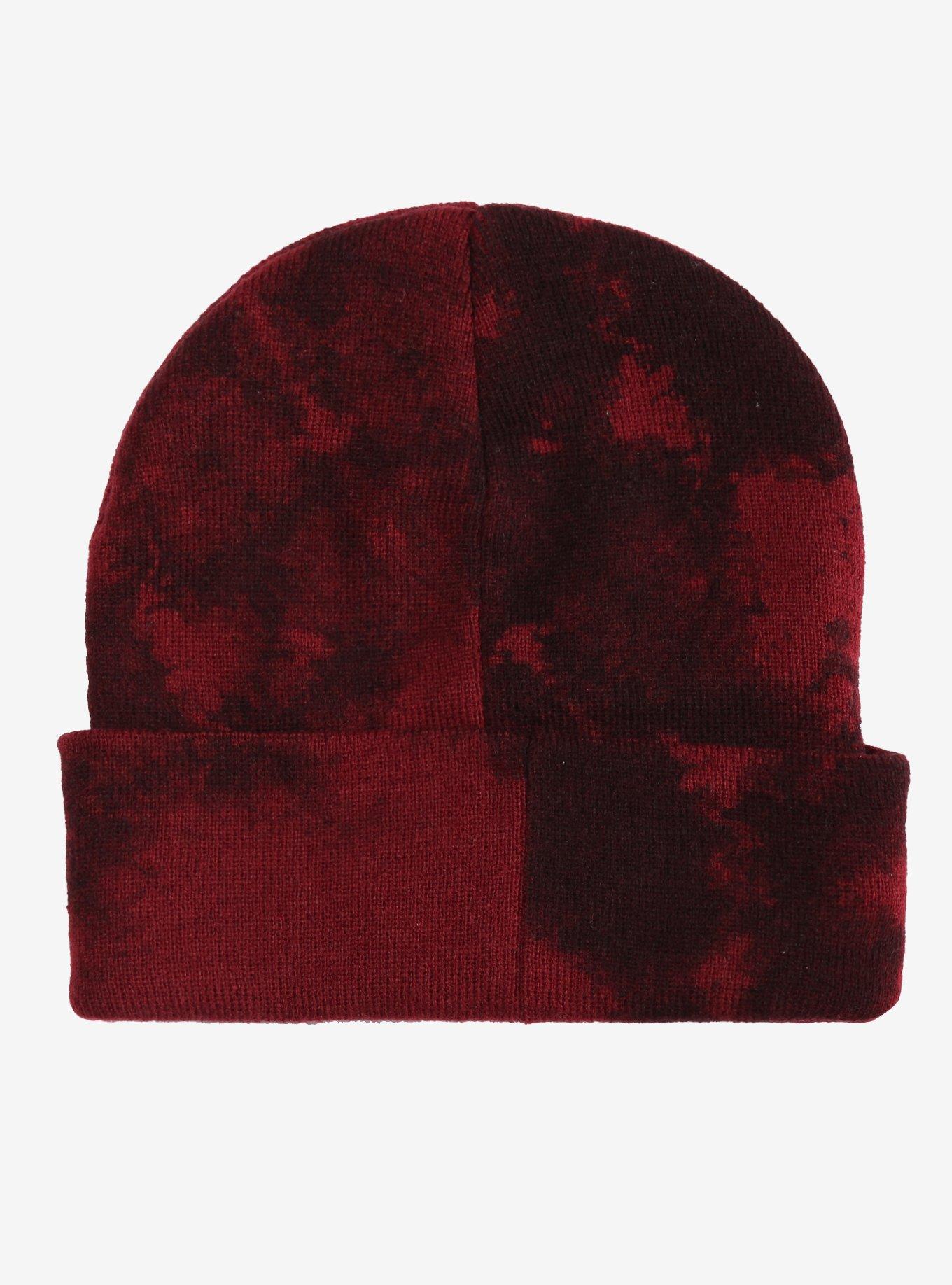 Ghost Face Peeking Red Wash Beanie, , alternate