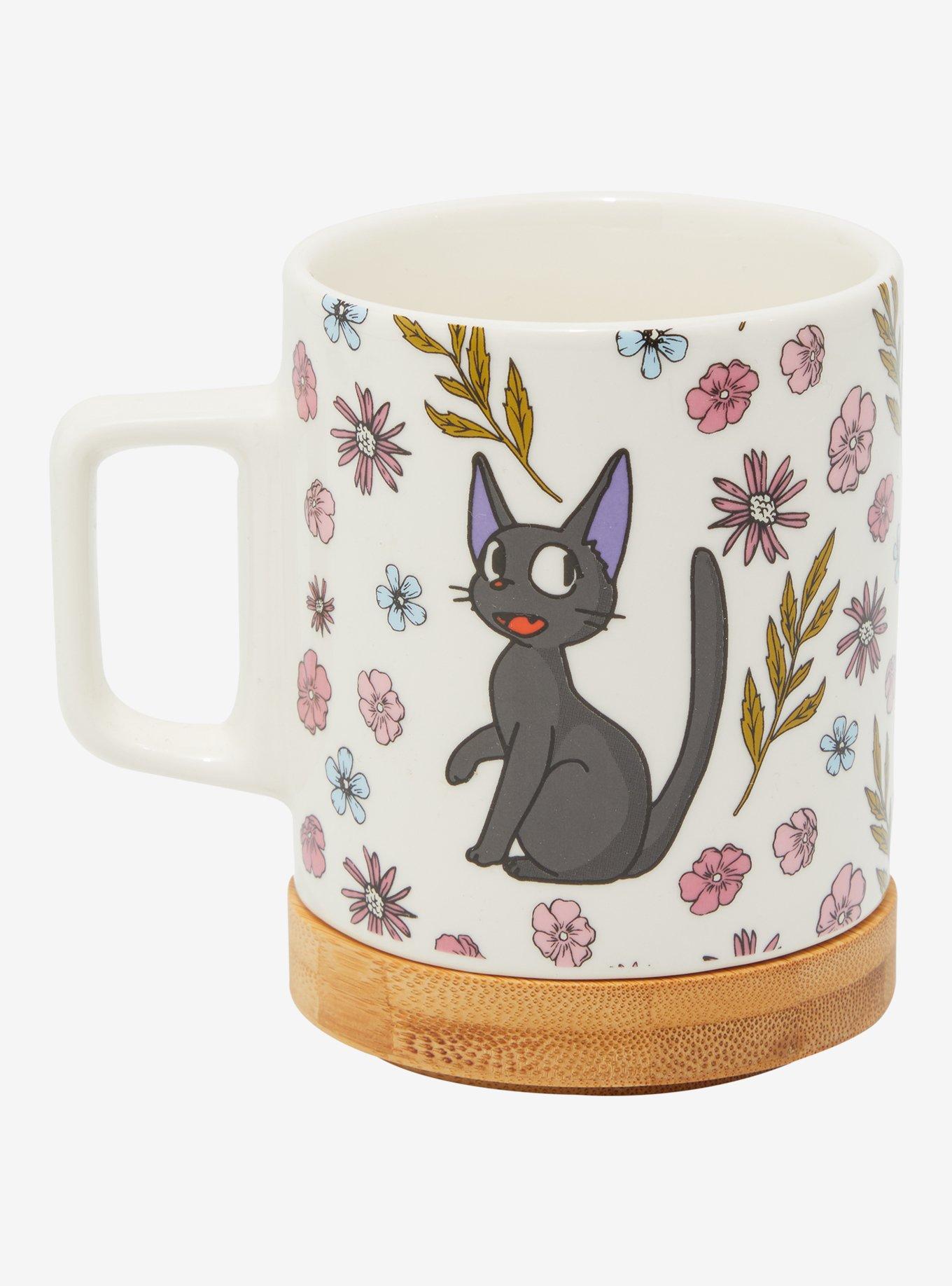 Studio Ghibli Kiki's Delivery Service Floral Jiji Mug with Coaster - BoxLunch Exclusive, , alternate