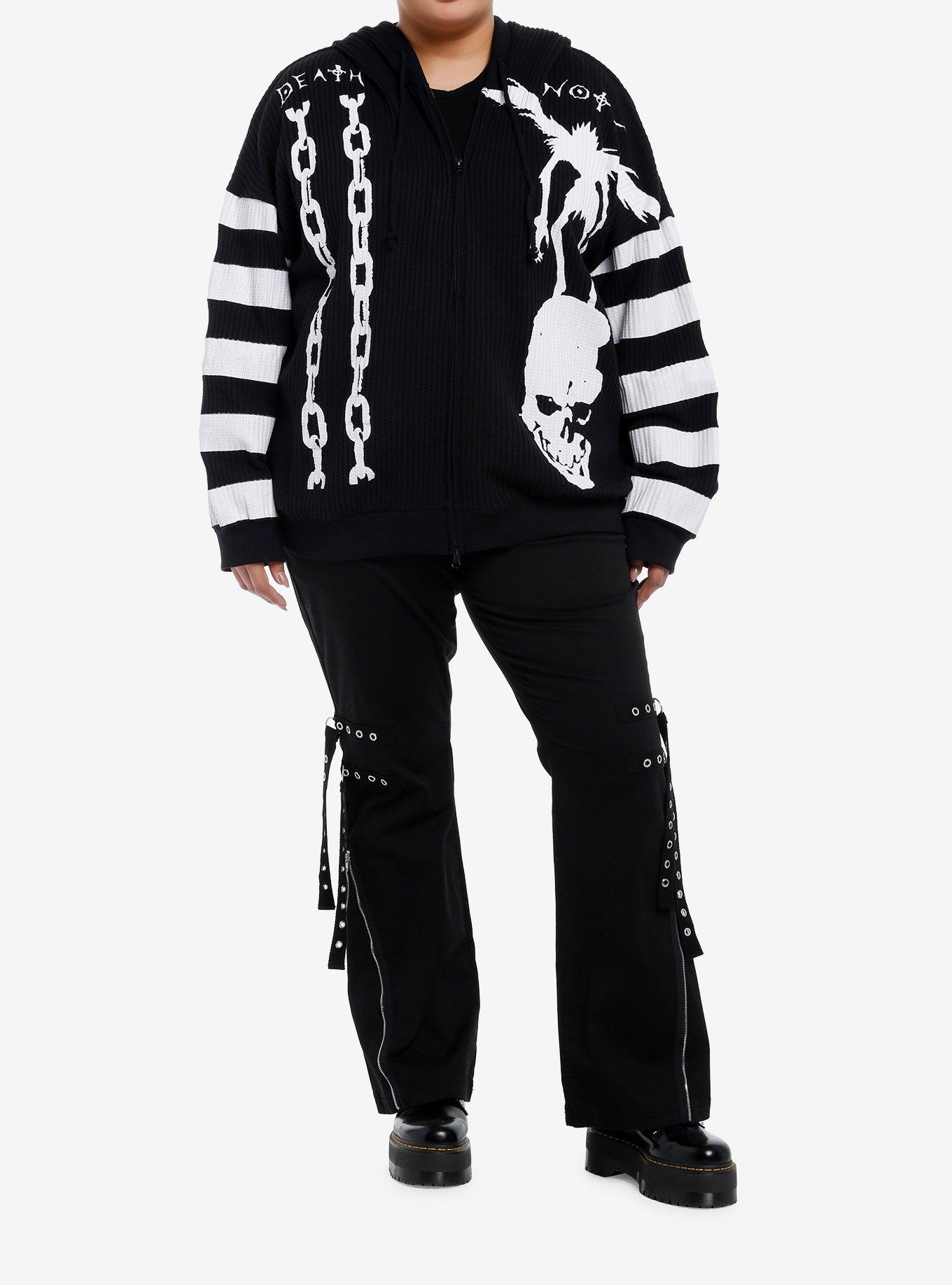 Death Note Ryuk Stripe Girls Oversized Waffle Knit Hoodie Plus Size, , hi-res