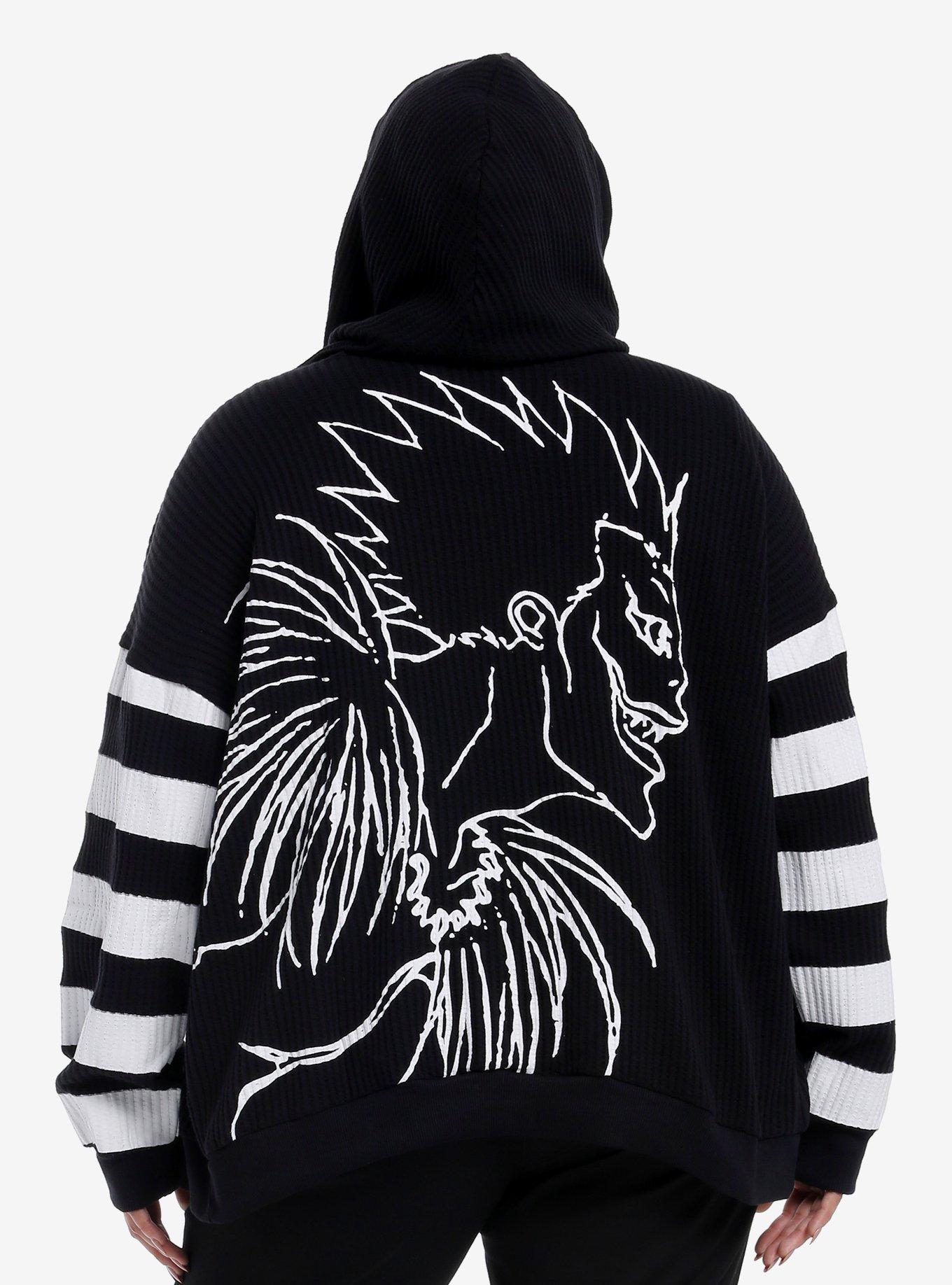 Death Note Ryuk Stripe Girls Oversized Waffle Knit Hoodie Plus Size, , alternate