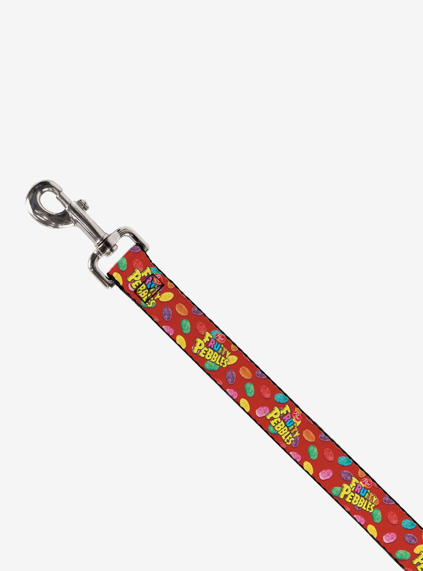 The Flintstones Fruity Pebbles Cereal Pebbles Scattered Dog Leash, RED, alternate