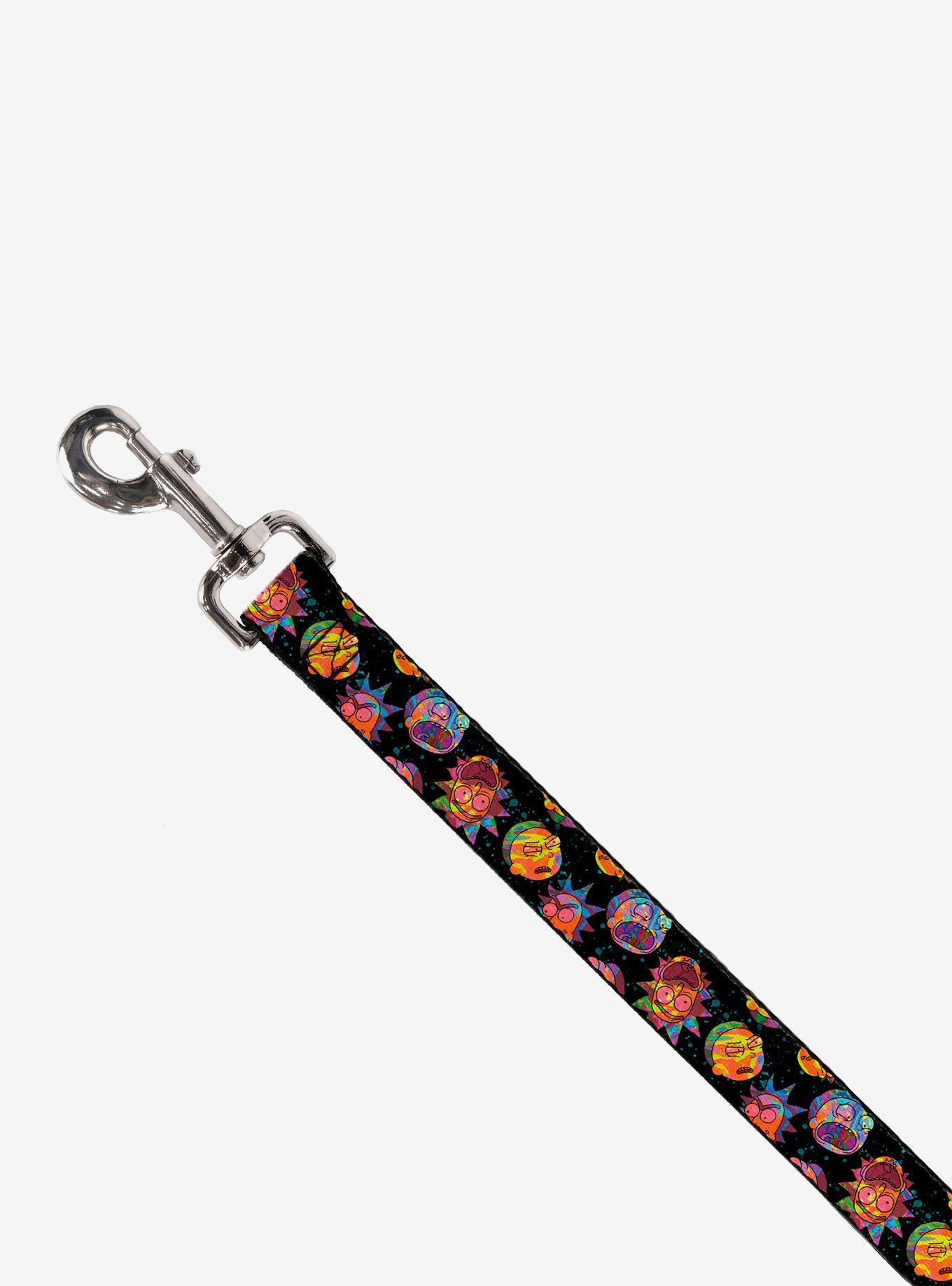 Rick and Morty Vaporwave Expressions Scattered Dog Leash, BLACK, alternate