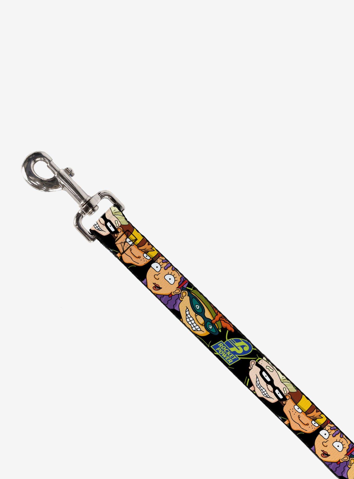 Rocket Power Logo Character Faces Close Up Dog Leash, BLACK, alternate