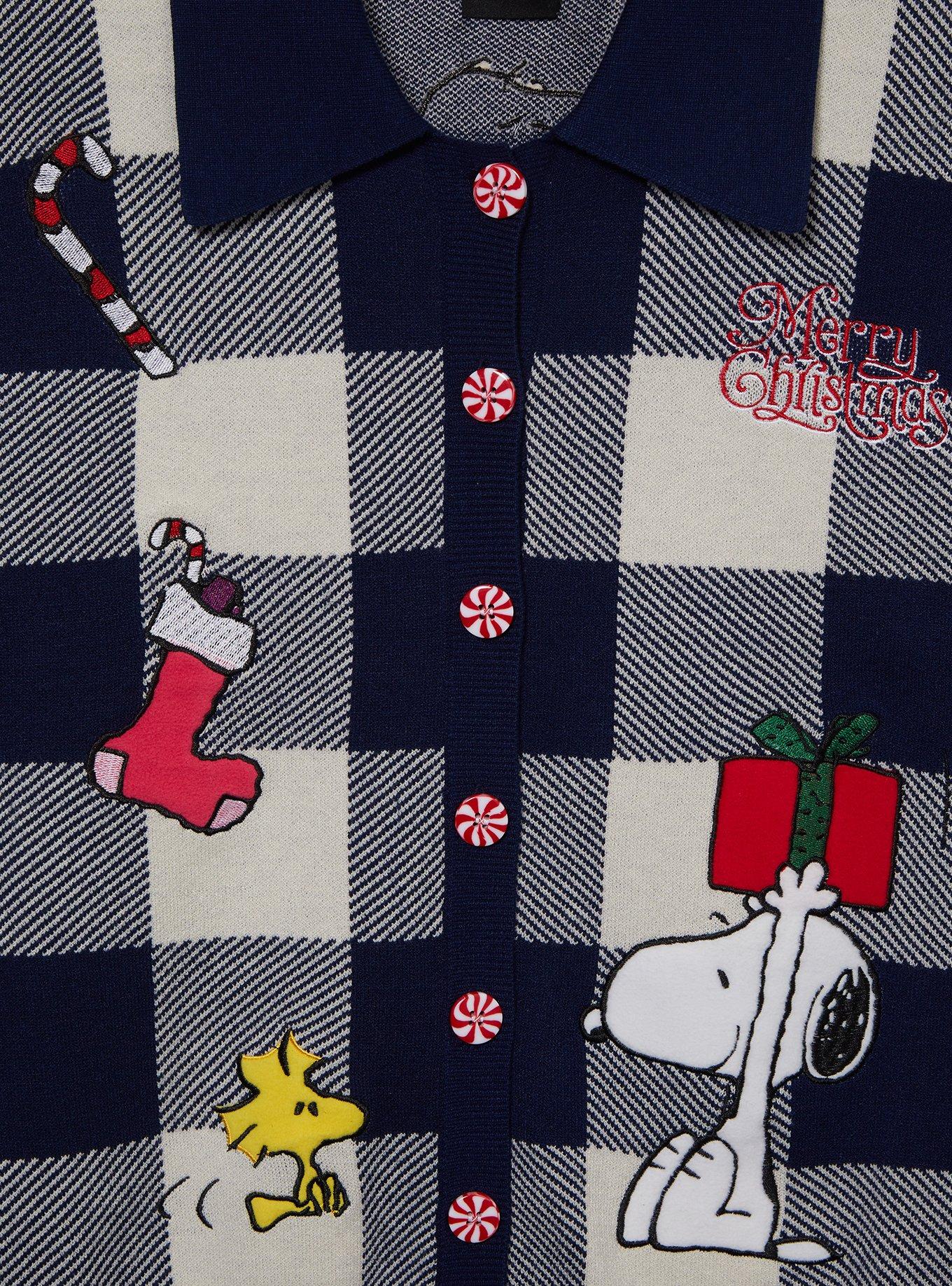 Peanuts Snoopy & Woodstock Holiday Women's Cardigan - BoxLunch Exclusive, CHECKERED, alternate