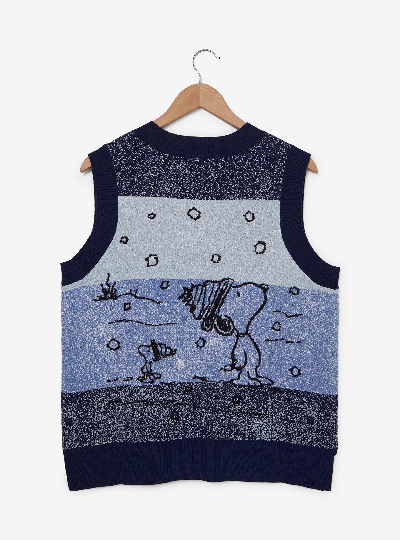 Peanuts Snoopy & Woodstock Sledding Sweater Vest - BoxLunch Exclusive, STRIPE - BLUE, alternate