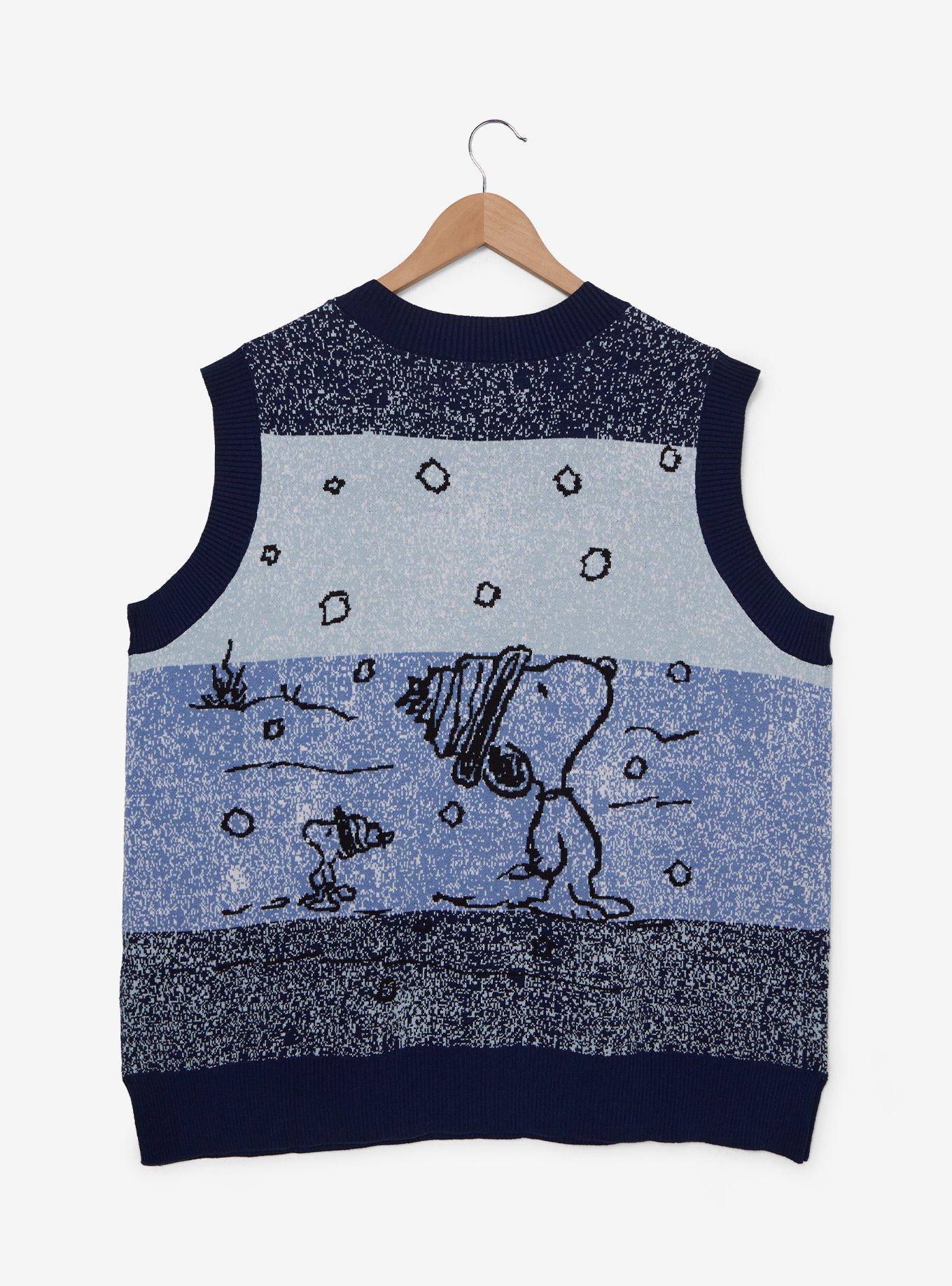 Peanuts Snoopy & Woodstock Sledding Plus Size Sweater Vest - BoxLunch Exclusive, STRIPE - BLUE, alternate