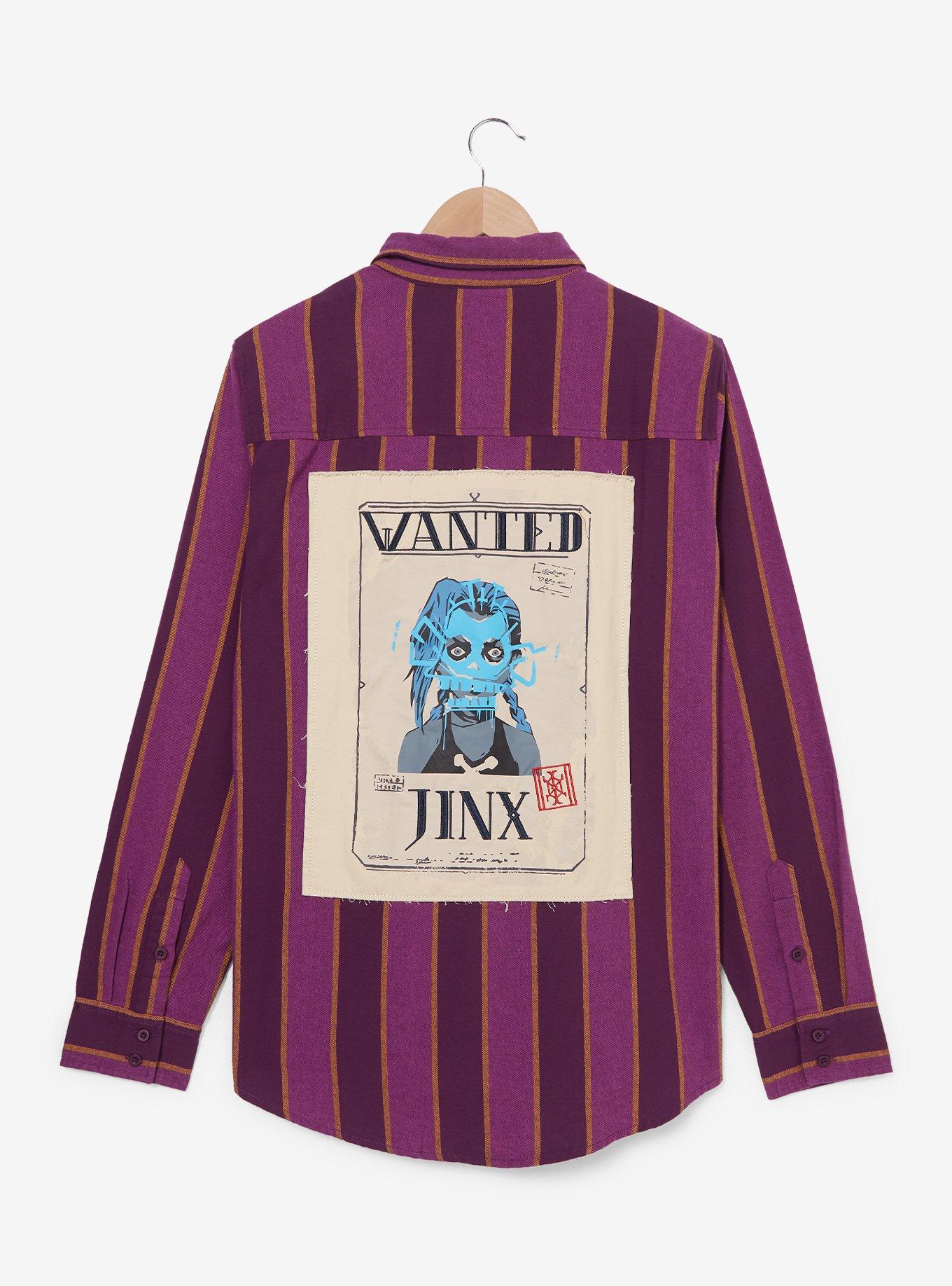 Arcane Jinx Wanted Poster Striped Flannel - BoxLunch Exclusive, PURPLE STRIPE, alternate