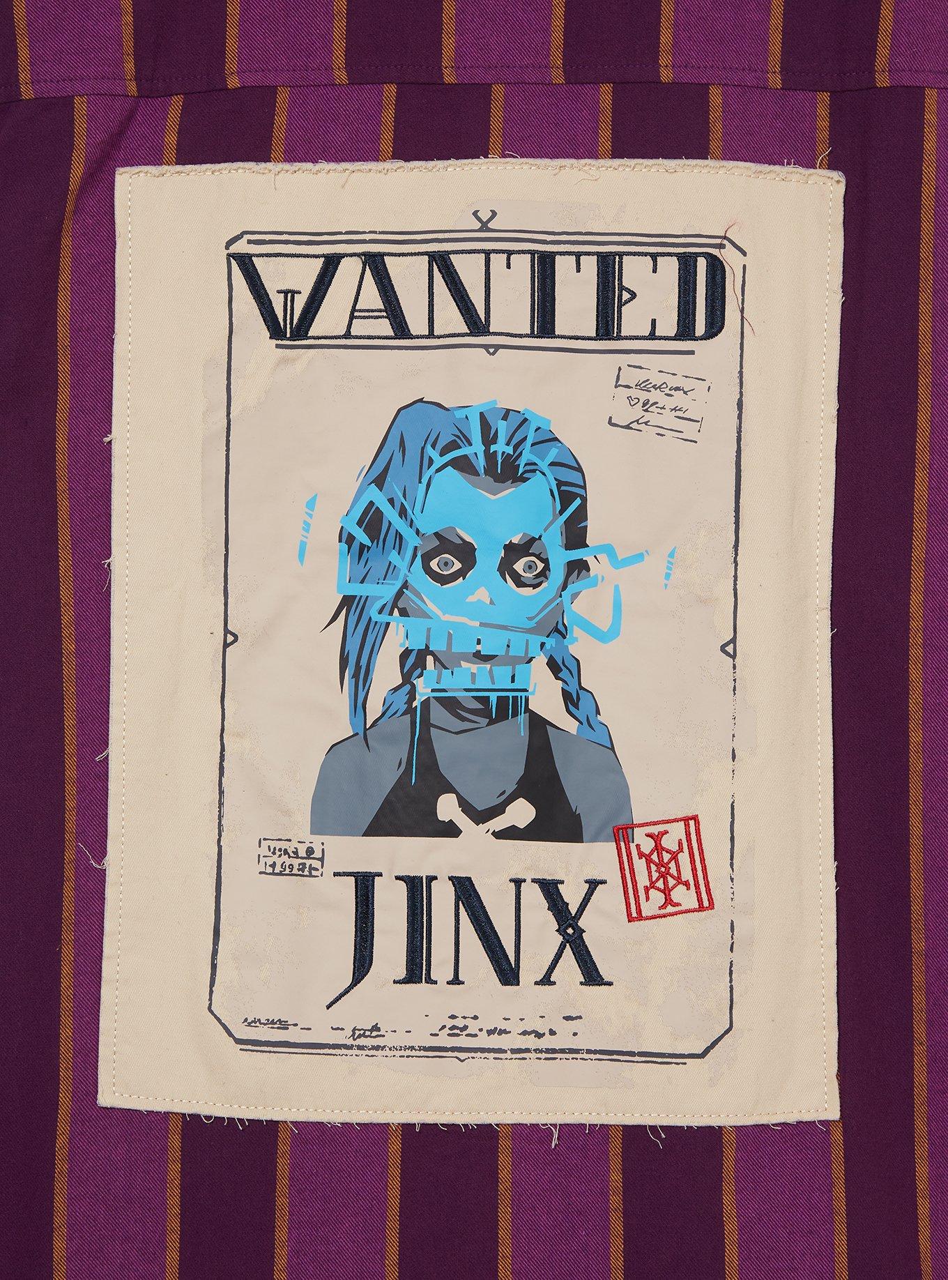 Arcane Jinx Wanted Poster Striped Flannel - BoxLunch Exclusive, PURPLE STRIPE, alternate