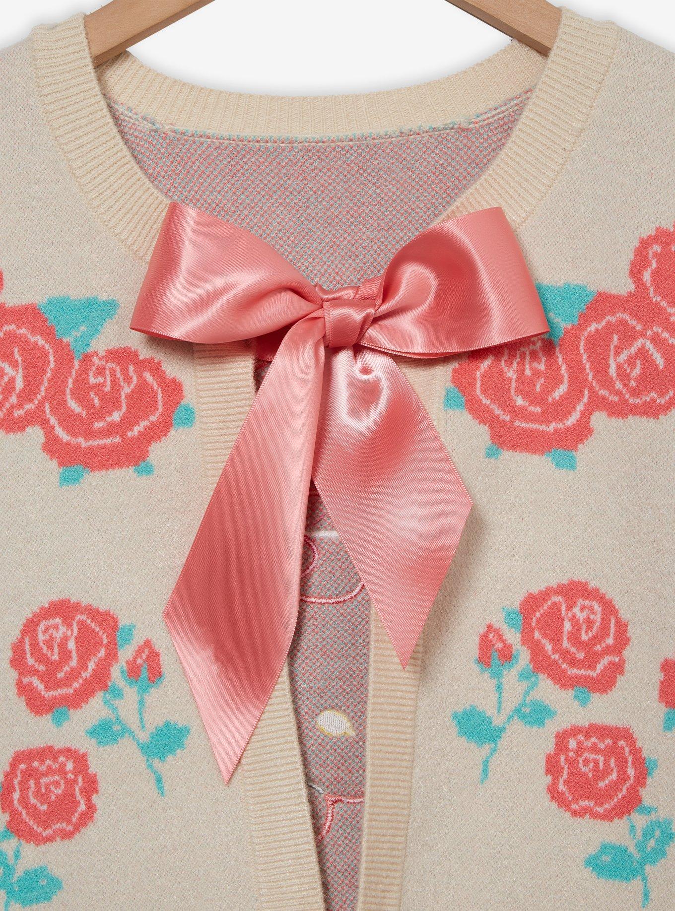 Sanrio Hello Kitty Retro Floral Tie Women's Cardigan &mdash; BoxLunch Exclusive, NATURAL, alternate