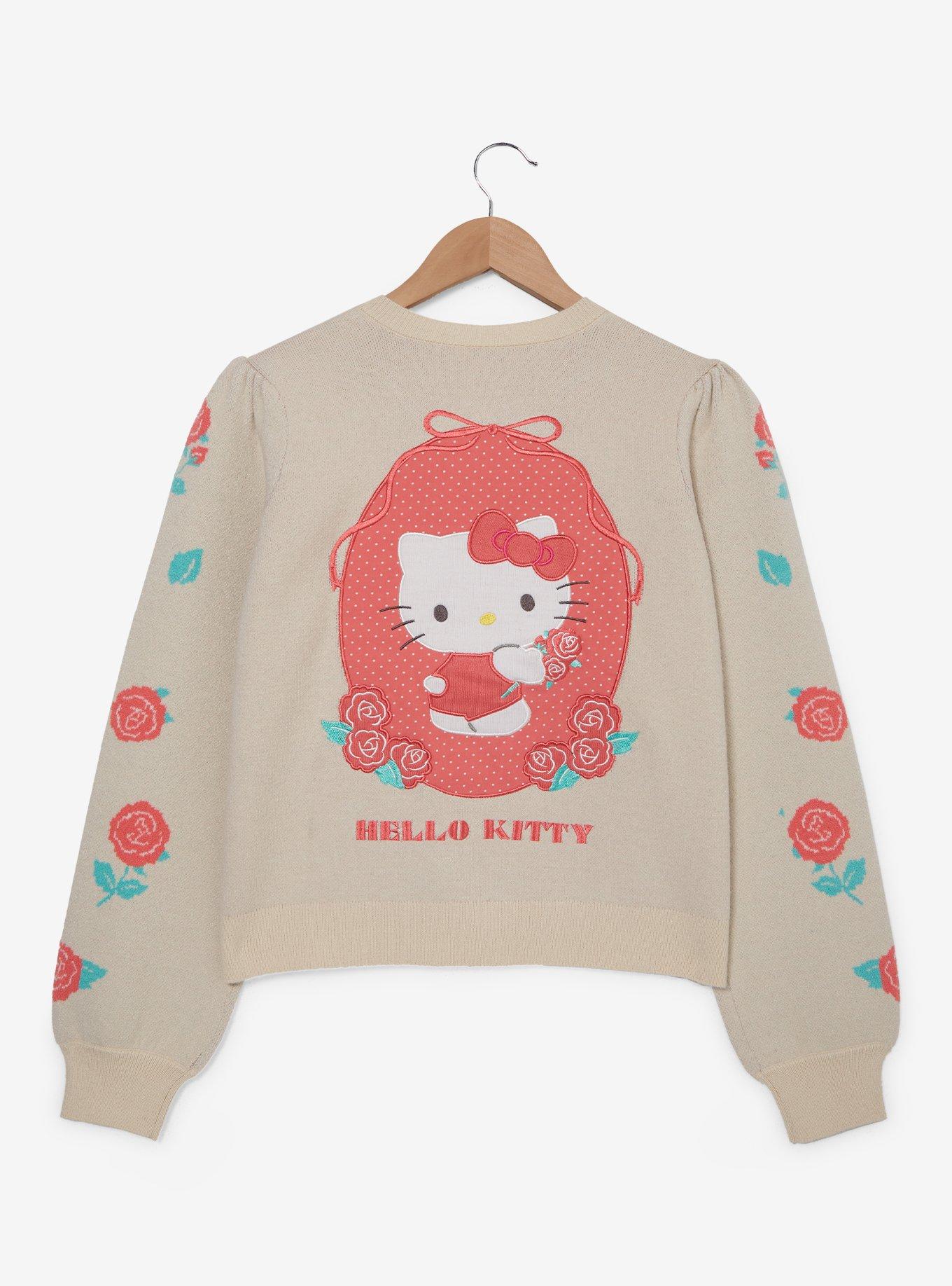 Sanrio Hello Kitty Retro Floral Tie Women's Cardigan &mdash; BoxLunch Exclusive, NATURAL, alternate