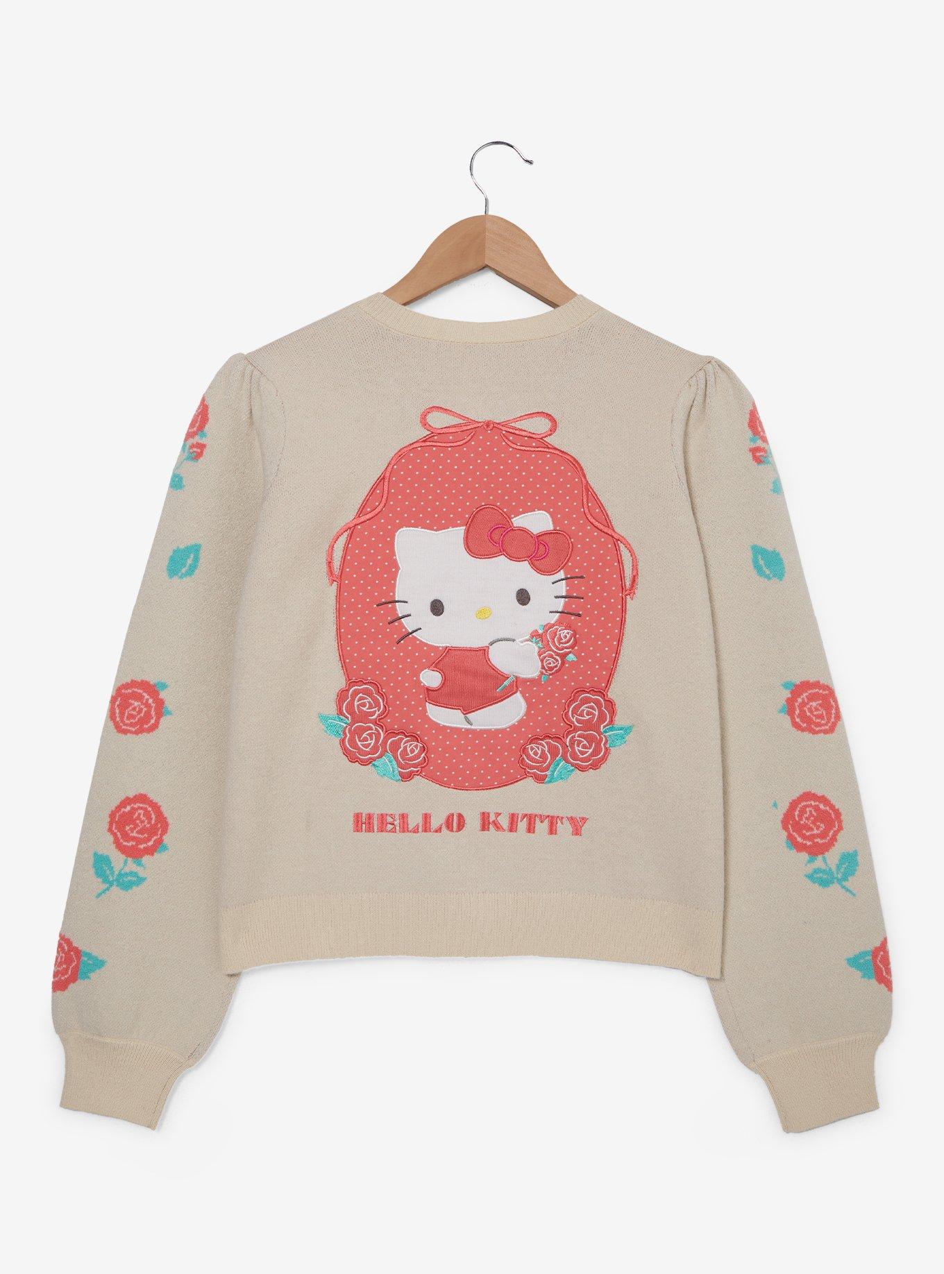 Sanrio Hello Kitty Retro Floral Tie Women's Cardigan — BoxLunch Exclusive, NATURAL, alternate