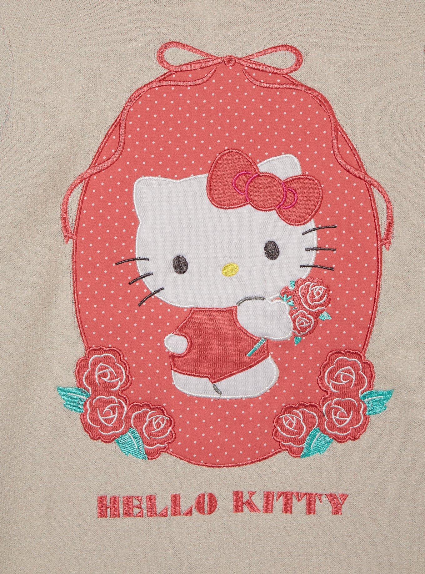 Sanrio Hello Kitty Retro Floral Tie Women's Cardigan &mdash; BoxLunch Exclusive, NATURAL, alternate