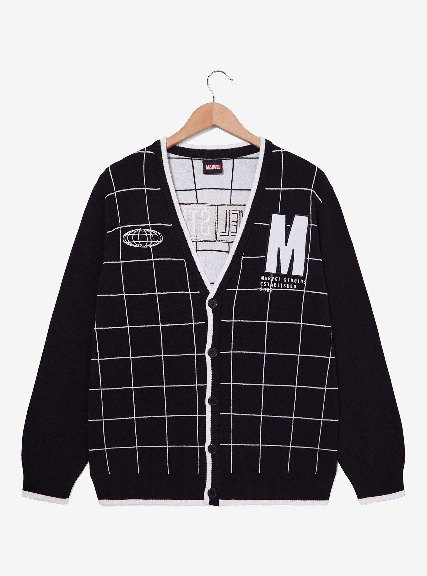 Marvel Studios Logo Grid Cardigan, BLACK, alternate