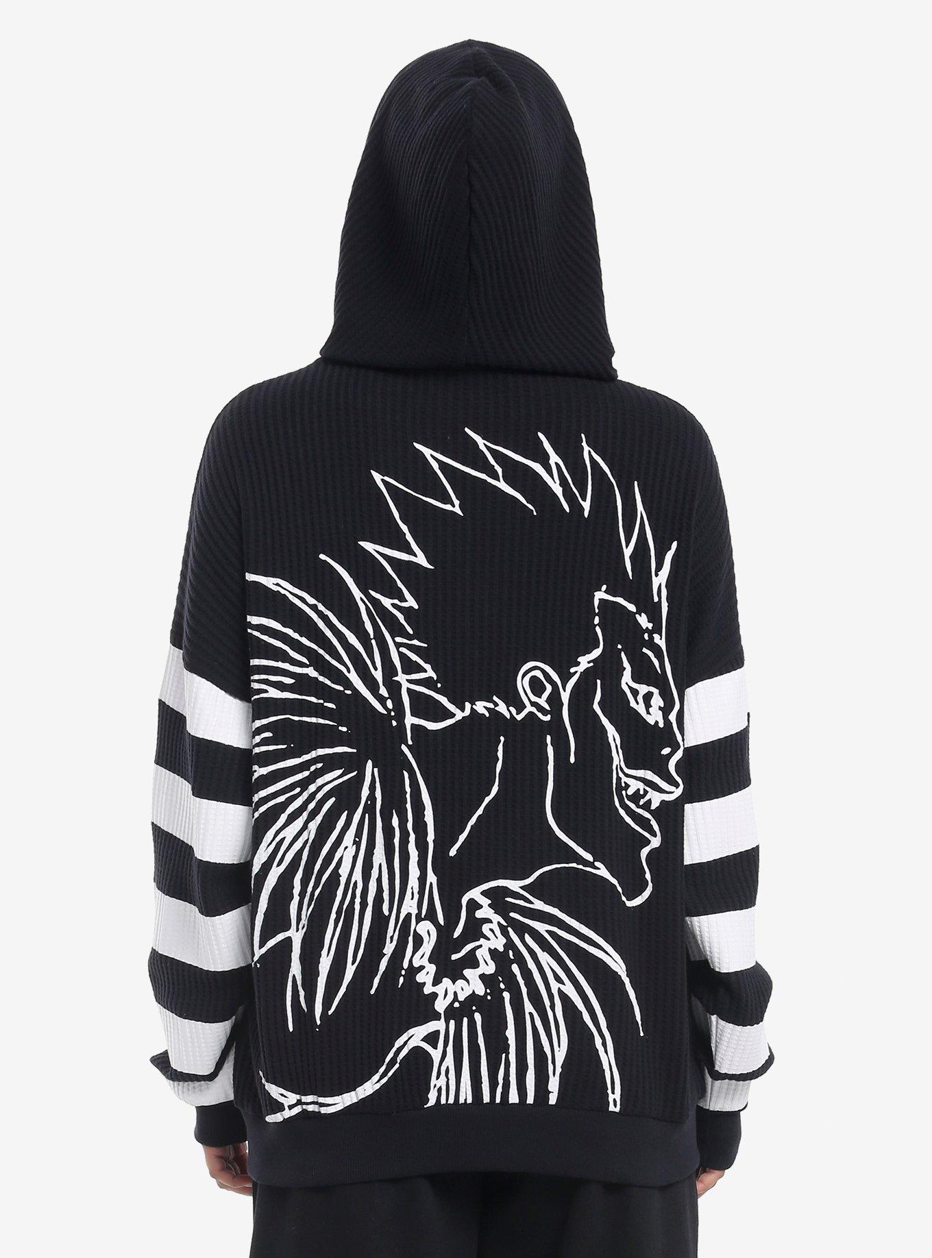 Death Note Ryuk Stripe Girls Oversized Waffle Knit Hoodie, , hi-res