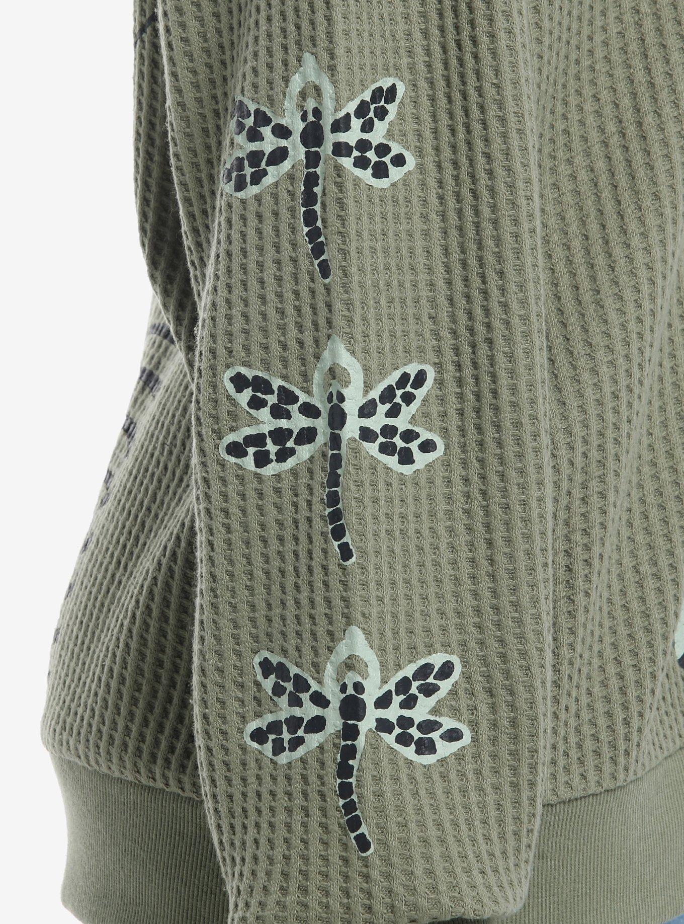 Coraline Buttons Girls Oversized Waffle Knit Hoodie, BLACK, alternate