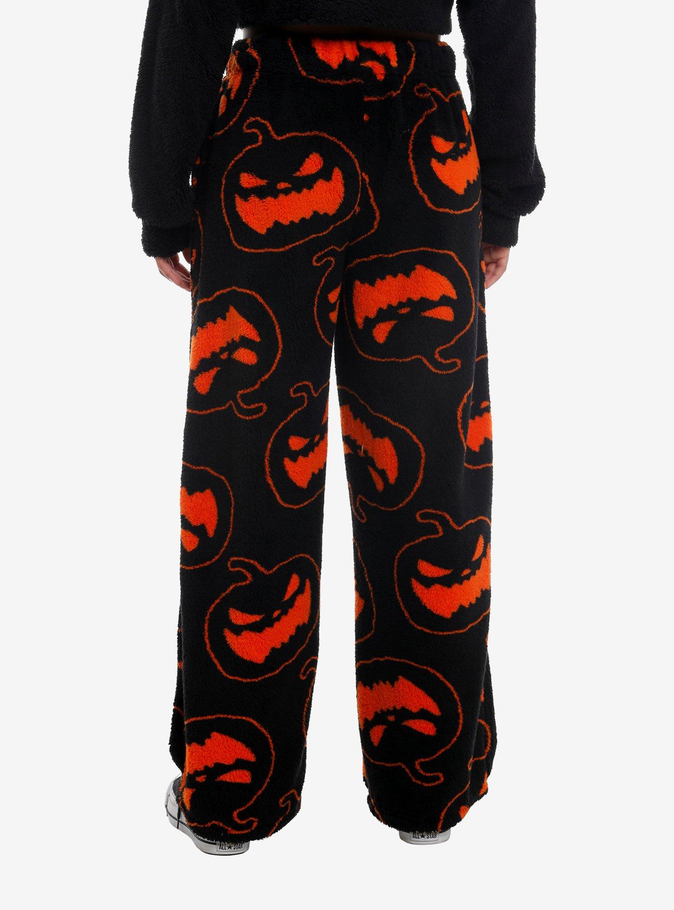 Black Pumpkin Girls Fuzzy Pajama Pants, , hi-res