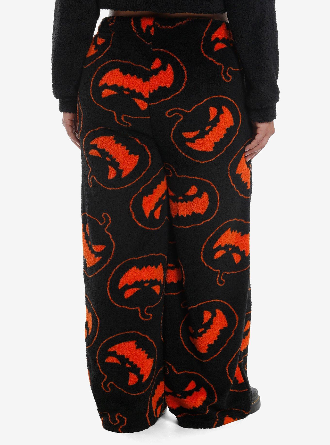 Black Pumpkin Girls Fuzzy Pajama Pants Plus