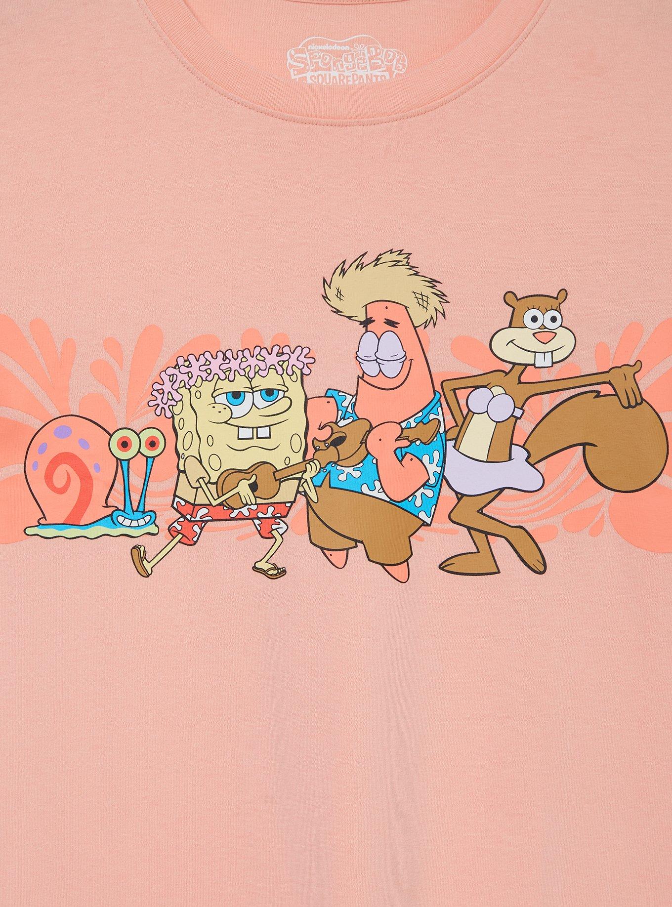 SpongeBob SquarePants Characters Floral Women's Cropped T-Shirt - BoxLunch Exclusive, , hi-res