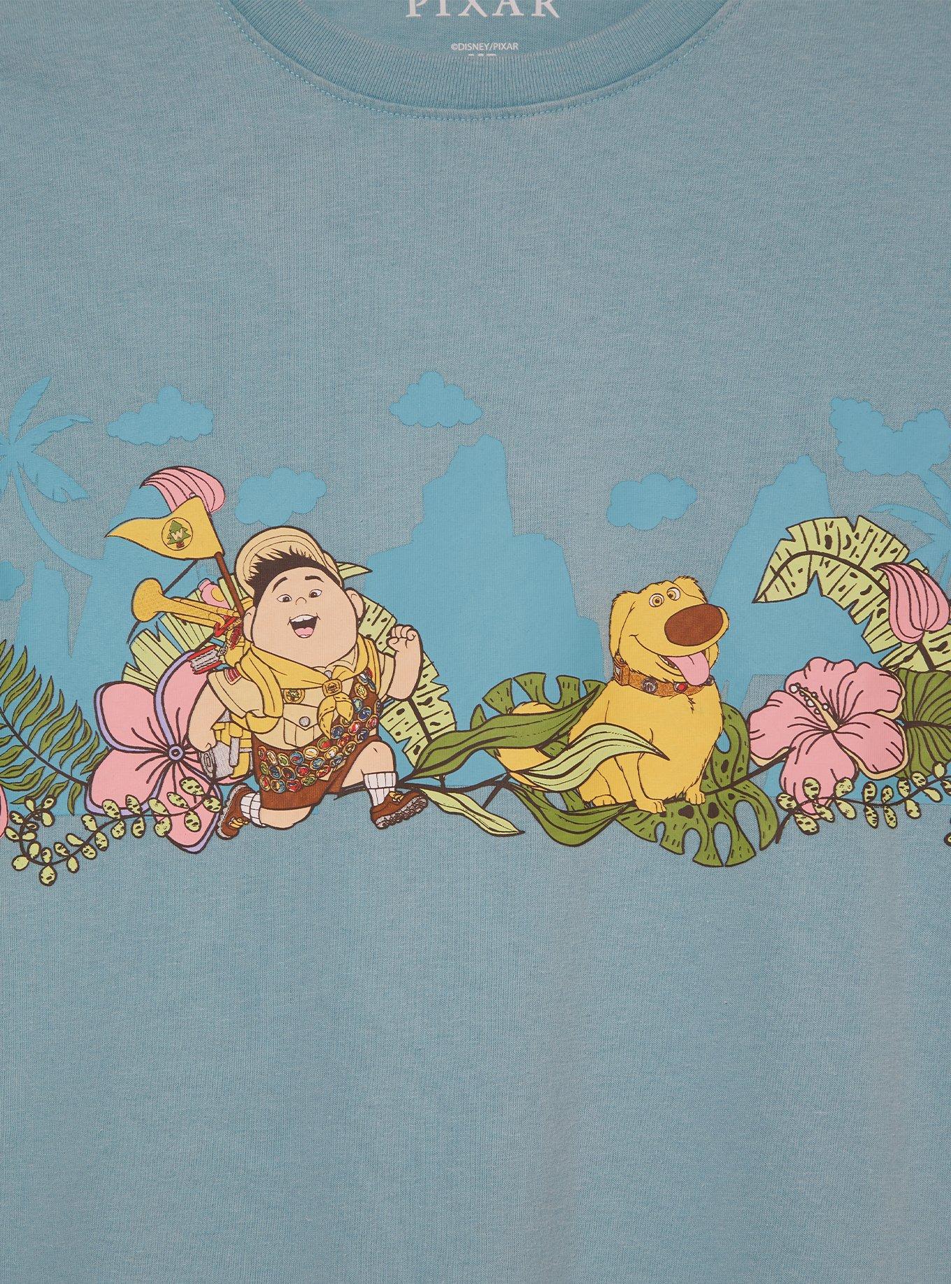 Disney Pixar Up Russell & Dug Hibiscus Flowers Women's Cropped T-Shirt — BoxLunch Exclusive, MULTI, alternate