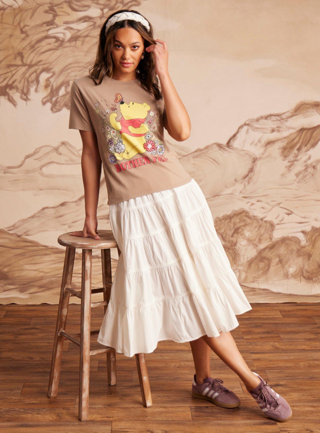Disney Winnie the Pooh Floral Booh Bear Women's Slightly Cropped Skimmer T-Shirt - BoxLunch Exclusive