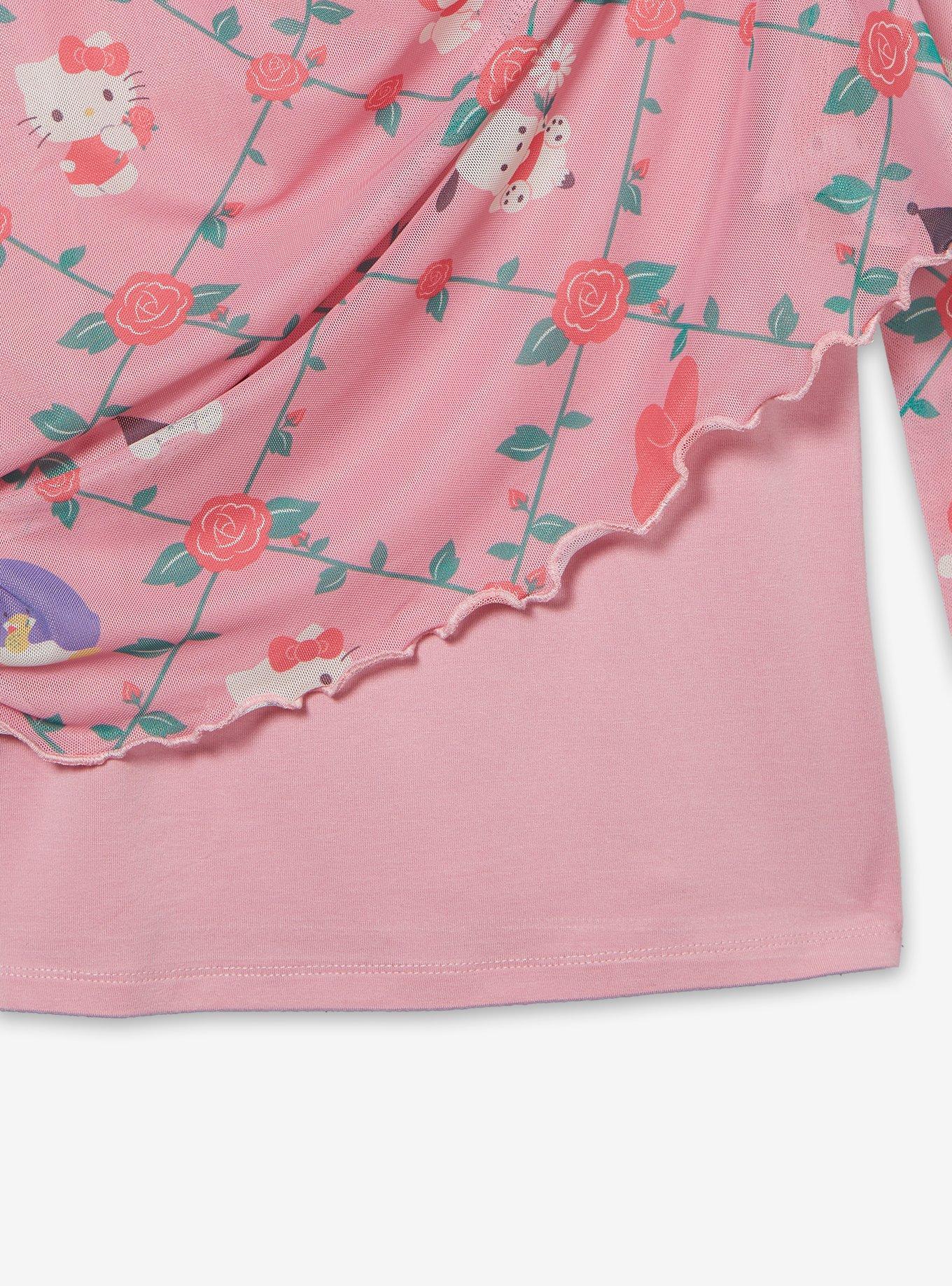 Sanrio Kuromi Mesh Layered Long Sleeve Women's T Shirt &mdash; BoxLunch Exclusive, PINK, alternate