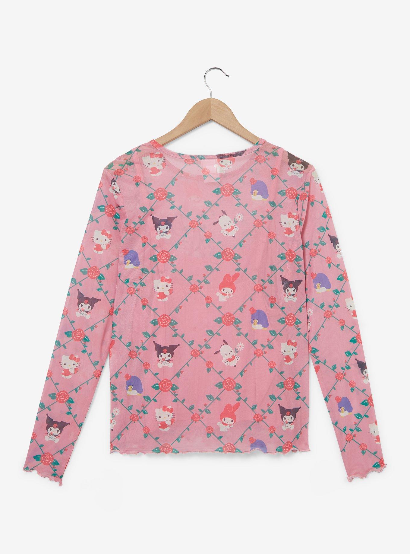 Sanrio Kuromi Mesh Layered Long Sleeve Women's Plus T Shirt — BoxLunch Exclusive