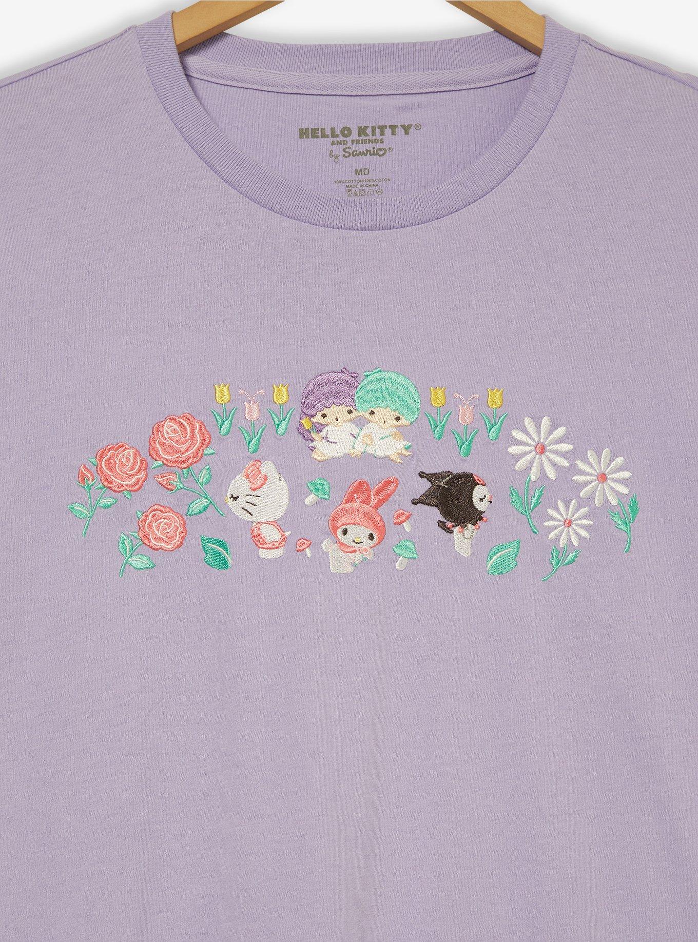 Sanrio Hello Kitty & Friends Floral Embroidered Women's T-Shirt - BoxLunch Exclusive, , hi-res